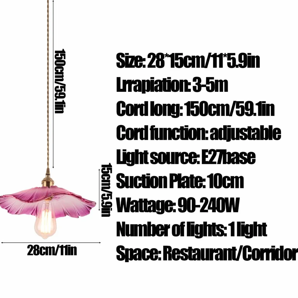 Szklana lampa wisząca w kształcie kwiatu - stylowa lampa wisząca z mosiężnym gniazdem E27, idealna na wyspy kuchenne, wejścia i stoły nocne.
