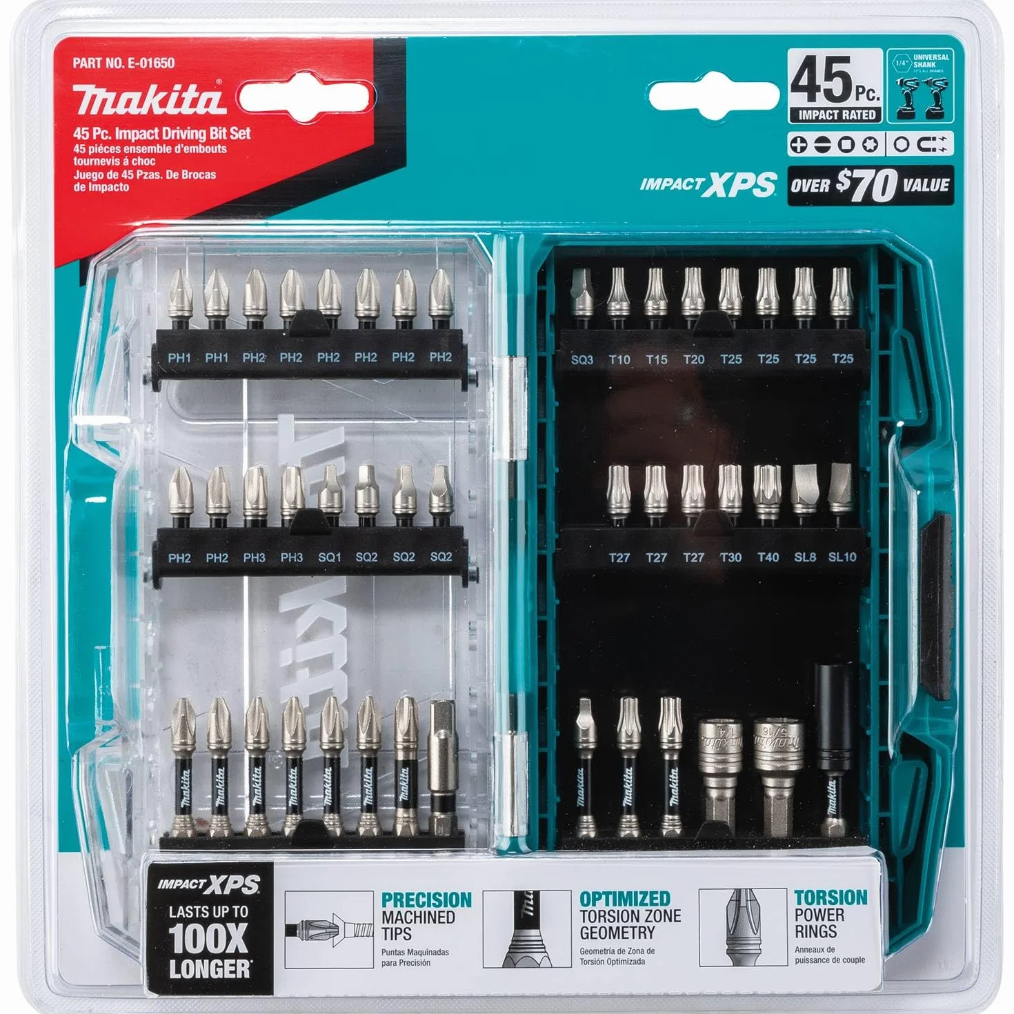 Makita E-01650 Impact XPS™ 45 szt. zestaw bitów udarowych