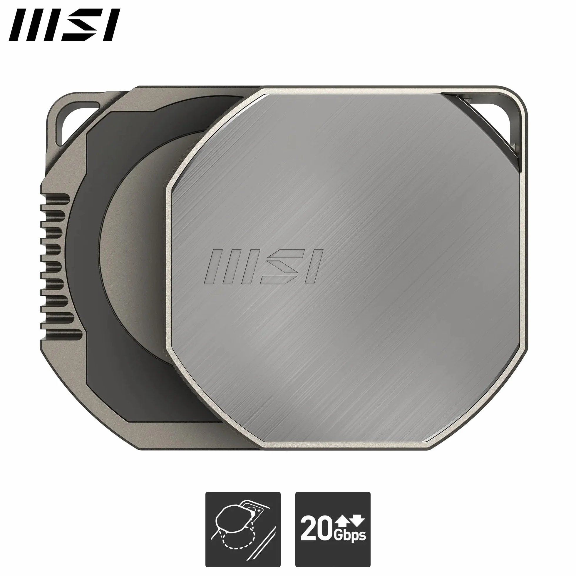 MSI DATAMAG 40Gbps 1TB - Magnetyczny zewnętrzny dysk SSD USB Type-C do PC/Mac/iPhone/Android/konsoli, pojemność 1TB, odczyt 4000 MB/s i zapisu 3500 MB/s - 5 lat (600 TBW)
