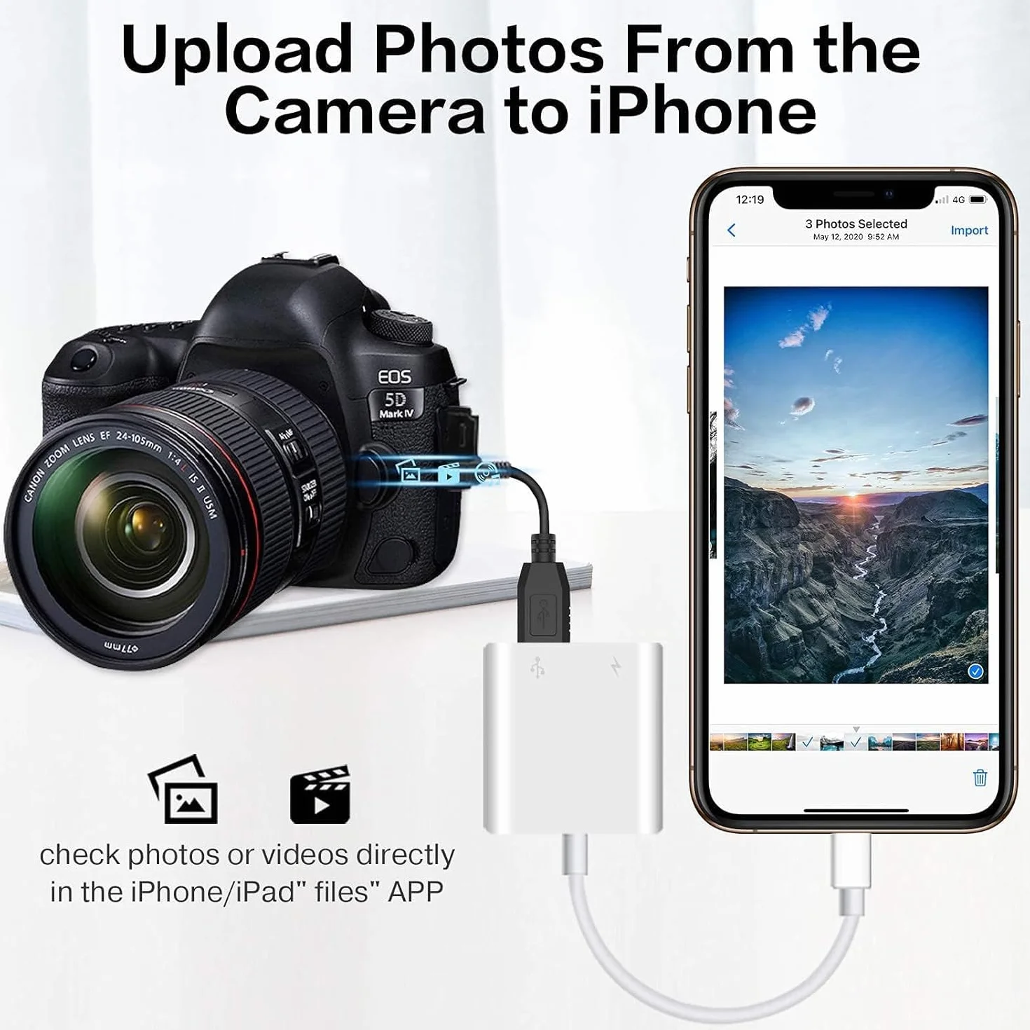 Adapter iPhone USB OTG MFi Lightning męski USB żeński kabel ładujący konwerter OTG pamięć flash czytnik kart mysz klawiatura MIDI kontroler gier