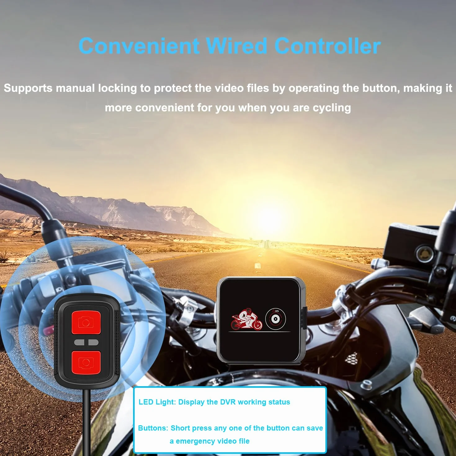 VSYSTO Kamera motocyklowa 1080p podwójna soczewka WiFi szerokokątna 130°