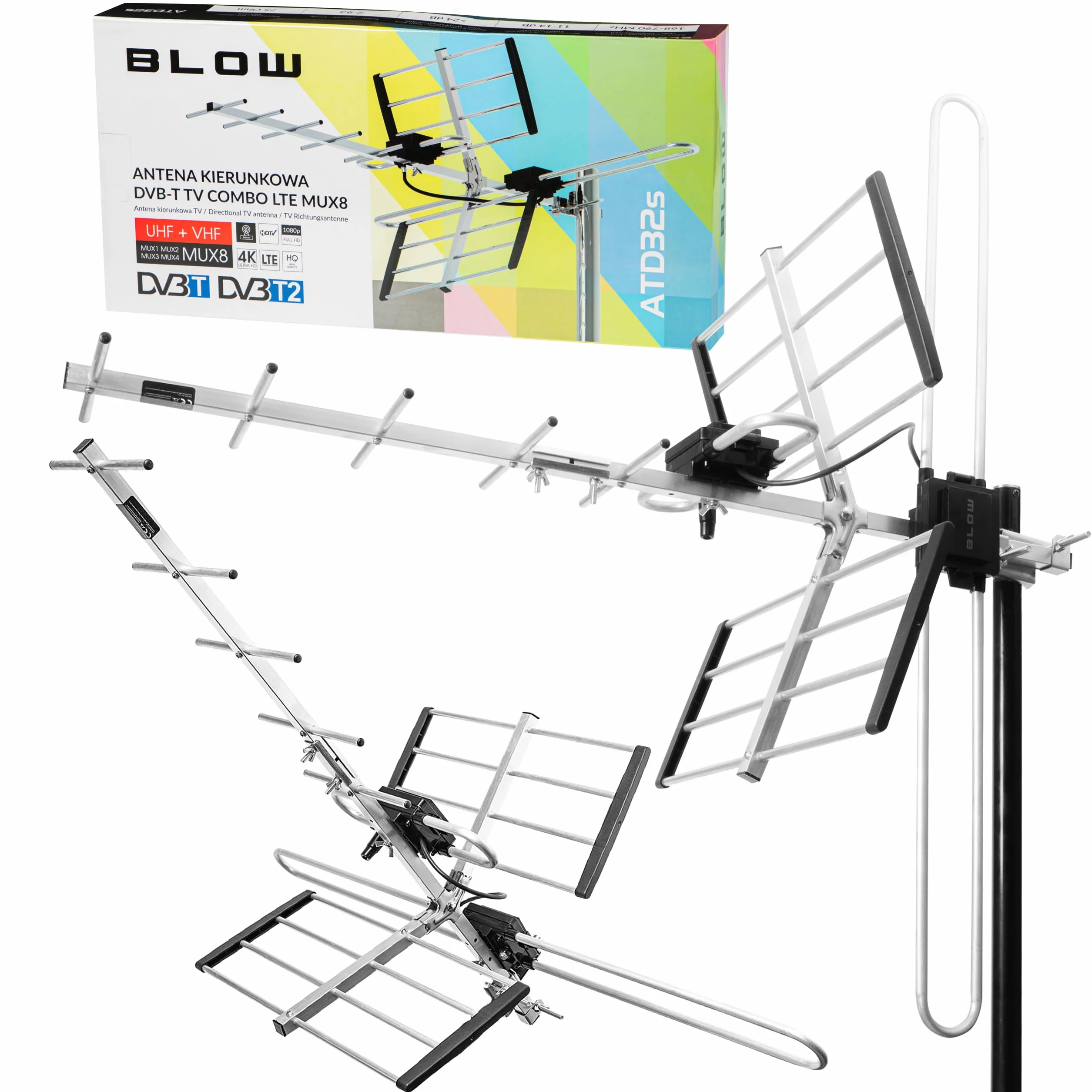 BLOW ANTENA ZEWNĘTRZNA KIERUNKOWA TV NAZIEMNEJ COMBO MUX8 DVB-T2 HD LTE 4K
