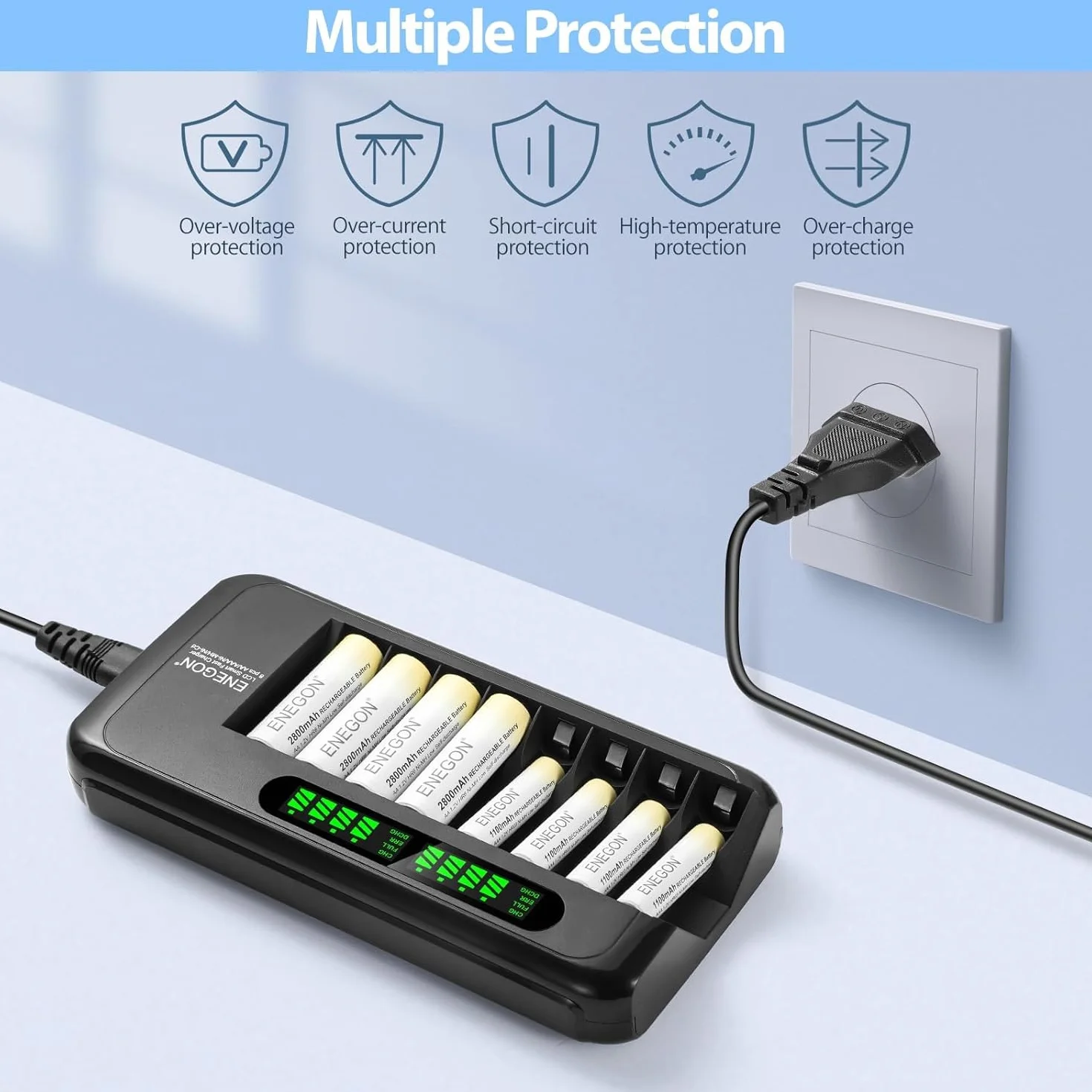 8 Slot Battery Charger, czarna