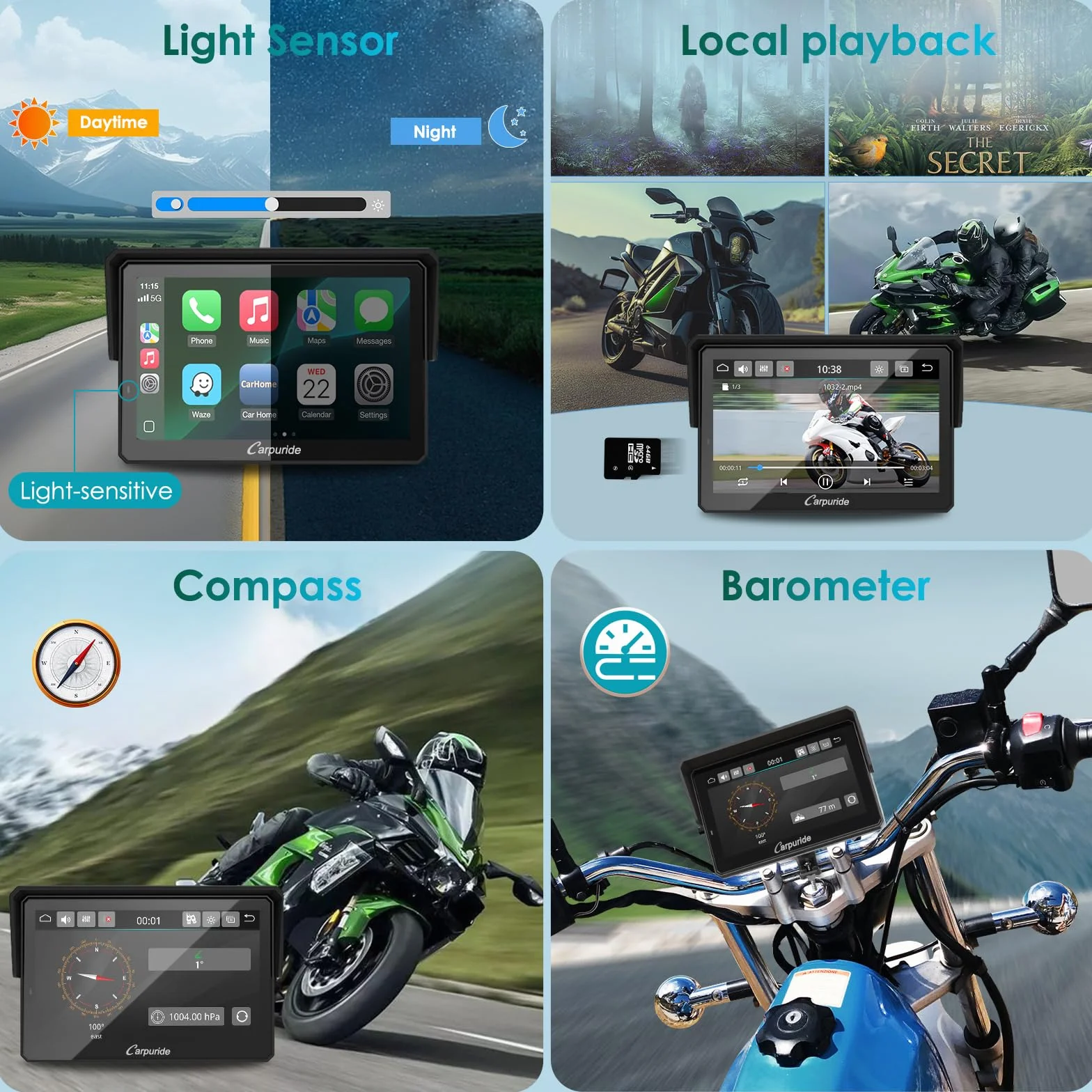 Carpuride W502S PRO Motorcycle GPS 5-calowy wodoodporny ekran dotykowy nawigacja
