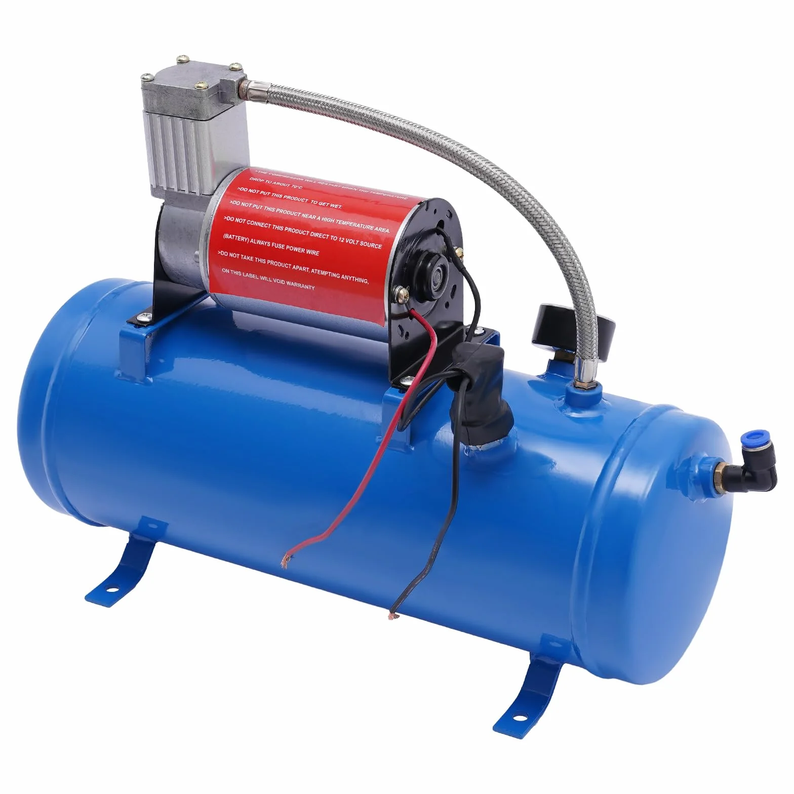 Sprężarka powietrza 12 V ze zbiornikiem 6 l, 100 psi, kompresor sprężonego powietrza, zestaw zbiorników do klaksonu samochodowego, do pompowania opon, ciężarówek, SUV-ów