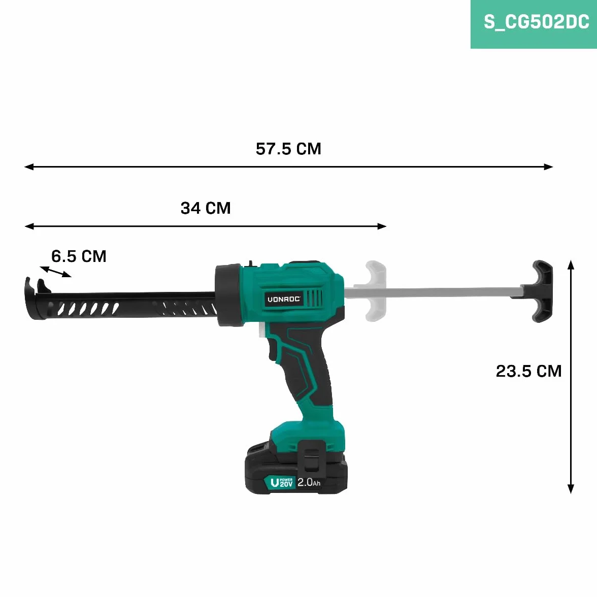 VONROC Akumulatorowa prasa na kartusz, pistolet na kartusz nowy model – 20 V – 4 poziomy przepływu, pistolet silikonowy wraz z akumulatorem 2 h i ładowarką