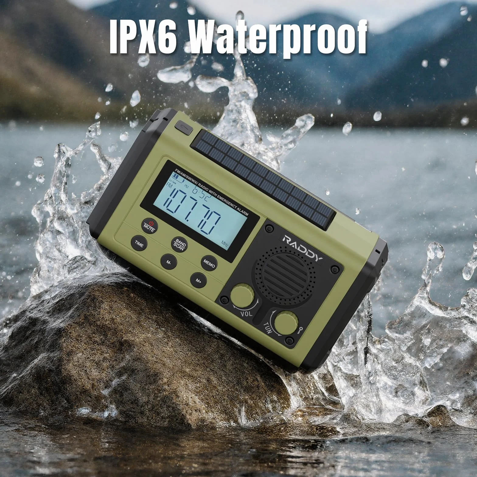 Raddy SH-908 radio awaryjne 10000 mAh wodoodporne zielone