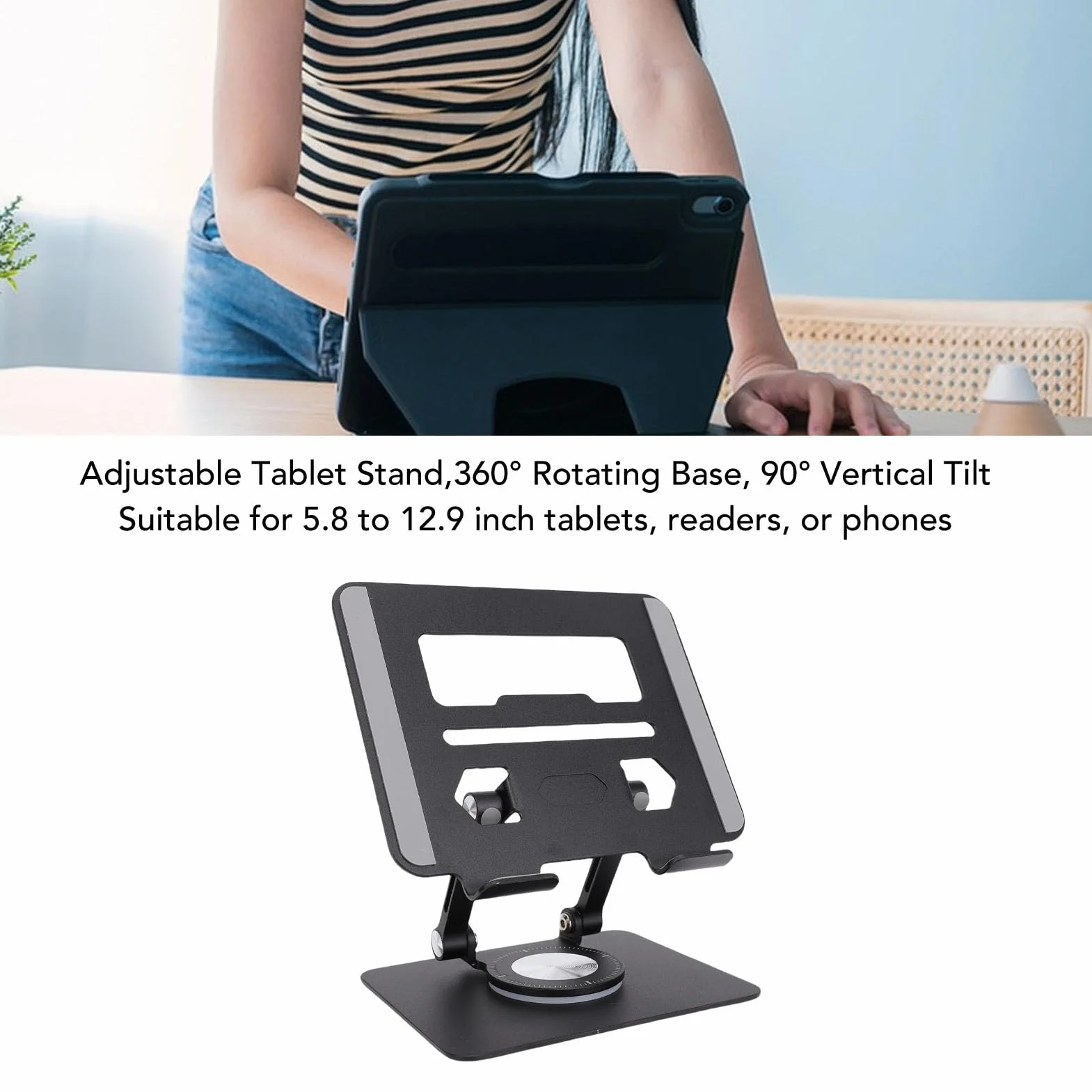 Fockety Podstawka pod tablet składana regulowana aluminiowa z obrotową podstawą 360° i wentylacją