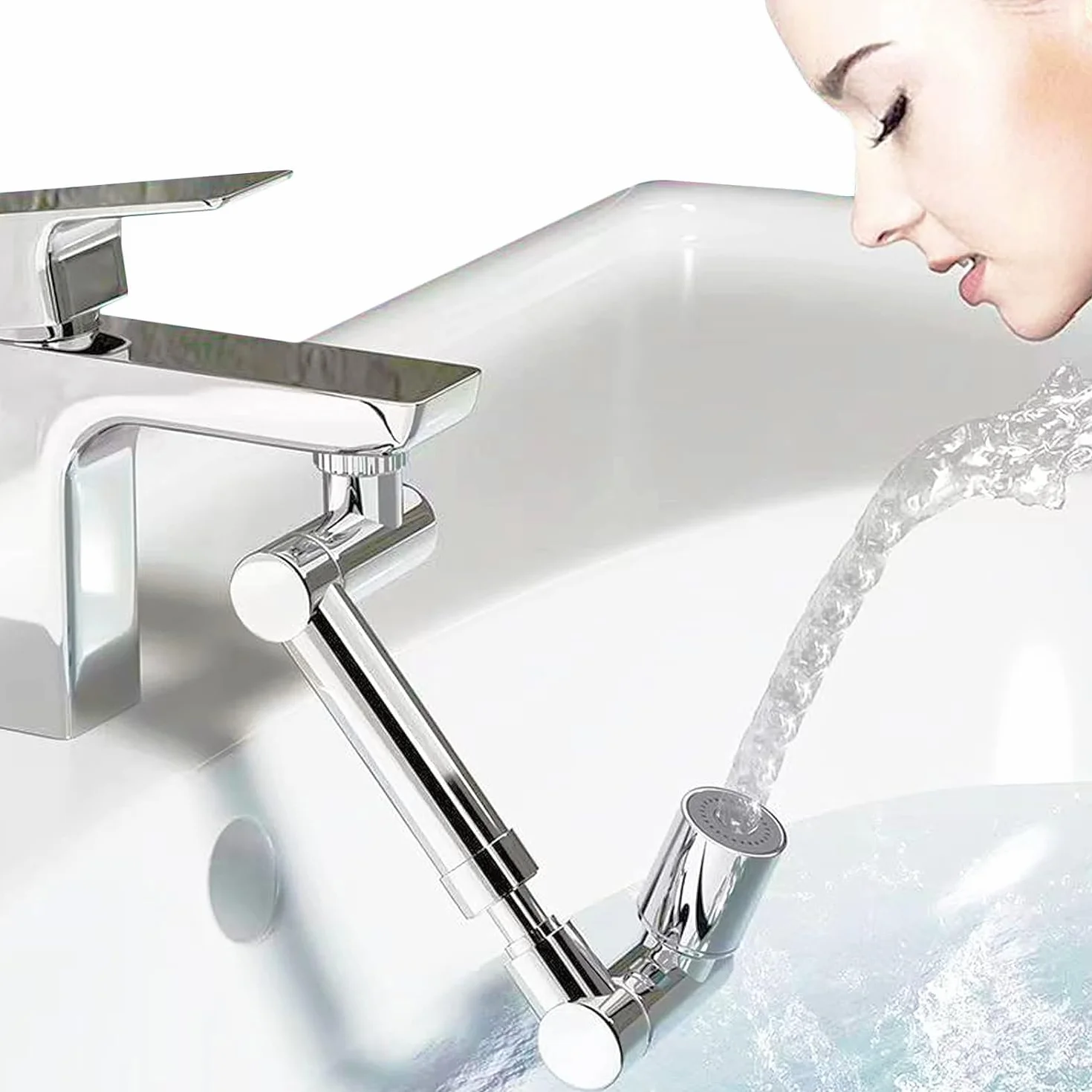 Przedłużacz Kranu, Obrotowy Aerator Kranu 1440 °, Dwukierunkowy Chowany Aerator Kranu Z Oszczędzaniem Wody, Obracany Kran Z Filtrem Przeciwbryzgowym O Dużym Kącie Do Oczu I Przenośne Mycie