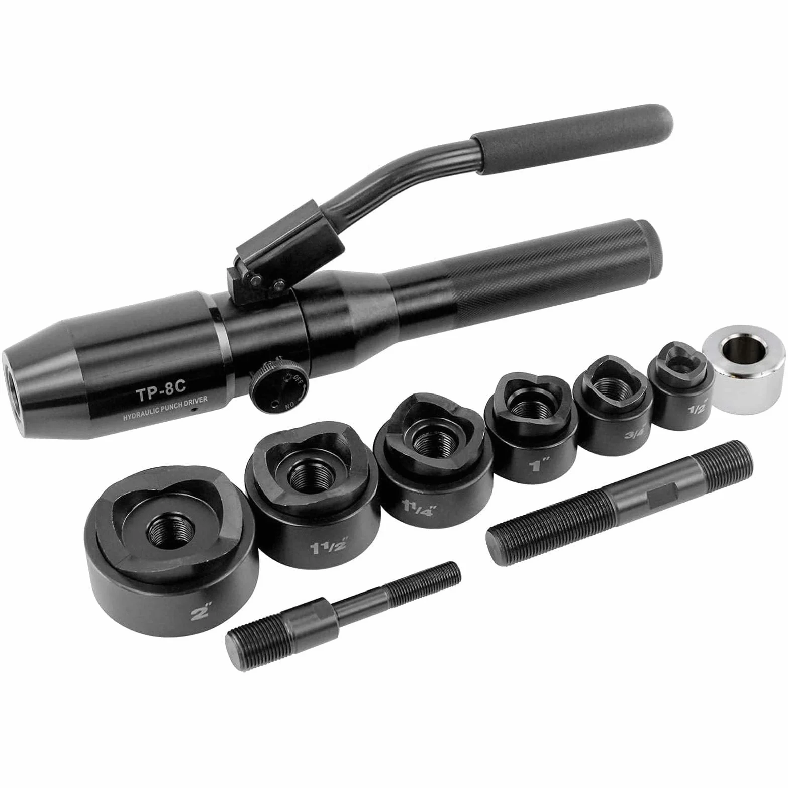 Zestaw narzędzi hydraulicznych do dziurkacza 22,5 mm do 61,5 mm, zestaw do wycinania otworów do kanałów elektrycznych, z 6 matrycami otworowymi, do płyt metalowych