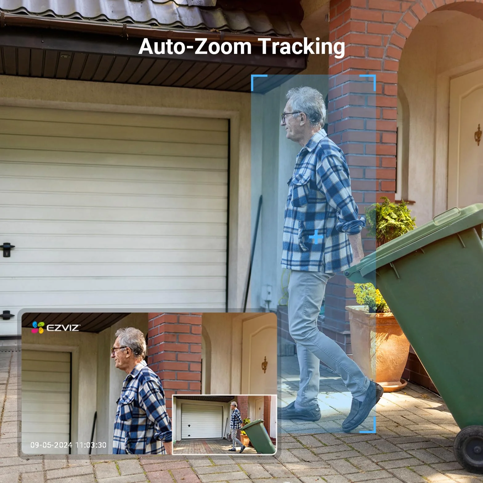 EZVIZ 2 SZTUK Kamera Nadzoru WiFi Zewnętrzna 360°, 1080P Kamera Bezpieczeństwa IP, Kolorowe noktowizory, Wykrywanie Ludzi AI, Auto Zoom śledzenie, Dwukierunkowy dźwięk, Syrena, Alexa/Google, C8c 2MP