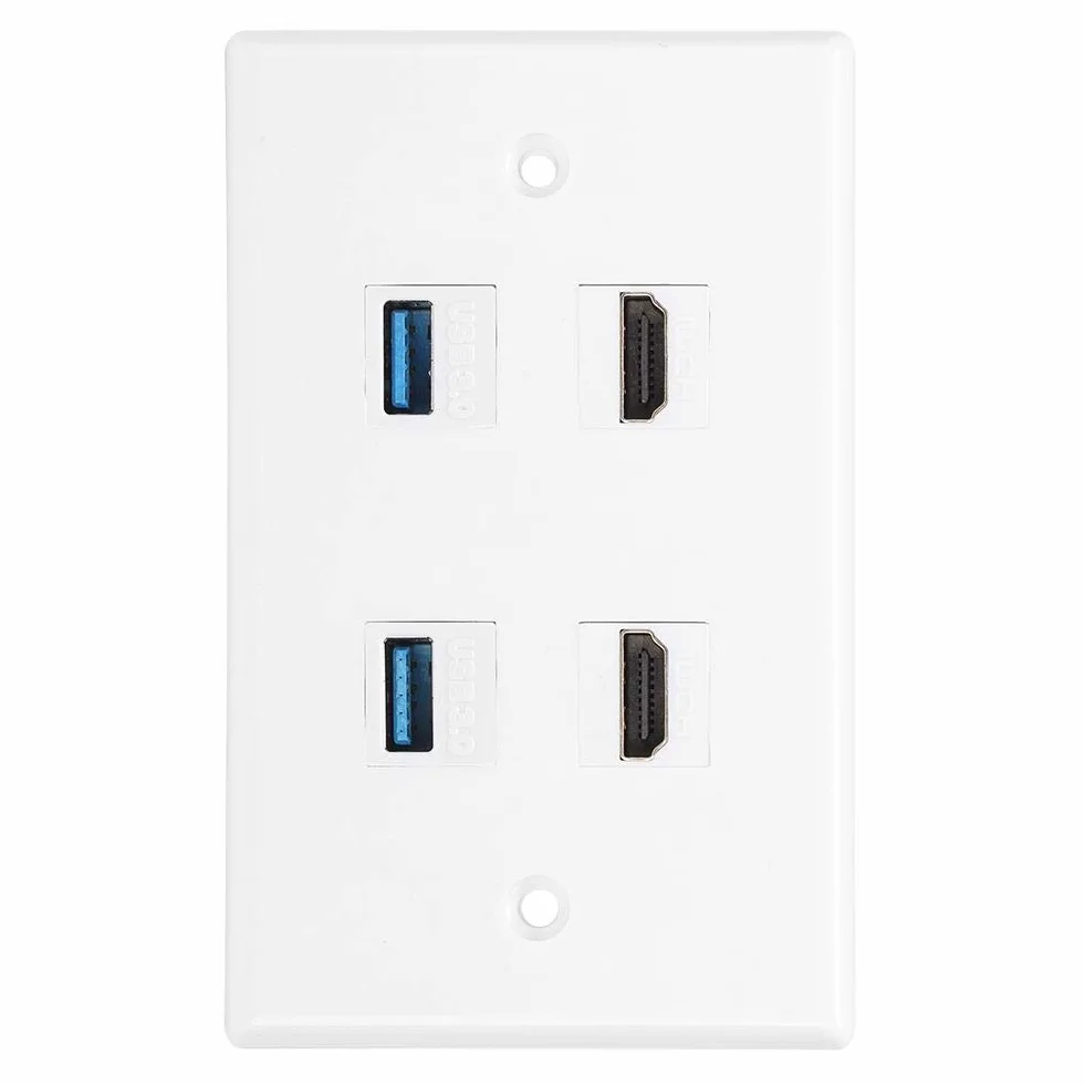 Keystone panel ścienny HDMI 2 porty USB żeński żeńska klamra mocowanie gniazdka ściennego
