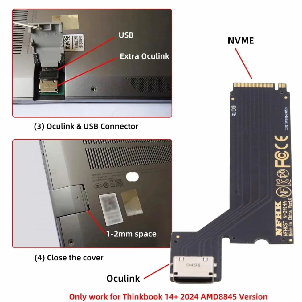 Karta PCI-E 4.0 M.2 M-Key do Oculink SFF-8612 SFF-8611 adapter hosta ThinkBook 14+ AMD8845 zewnętrzna karta graficzna SSD