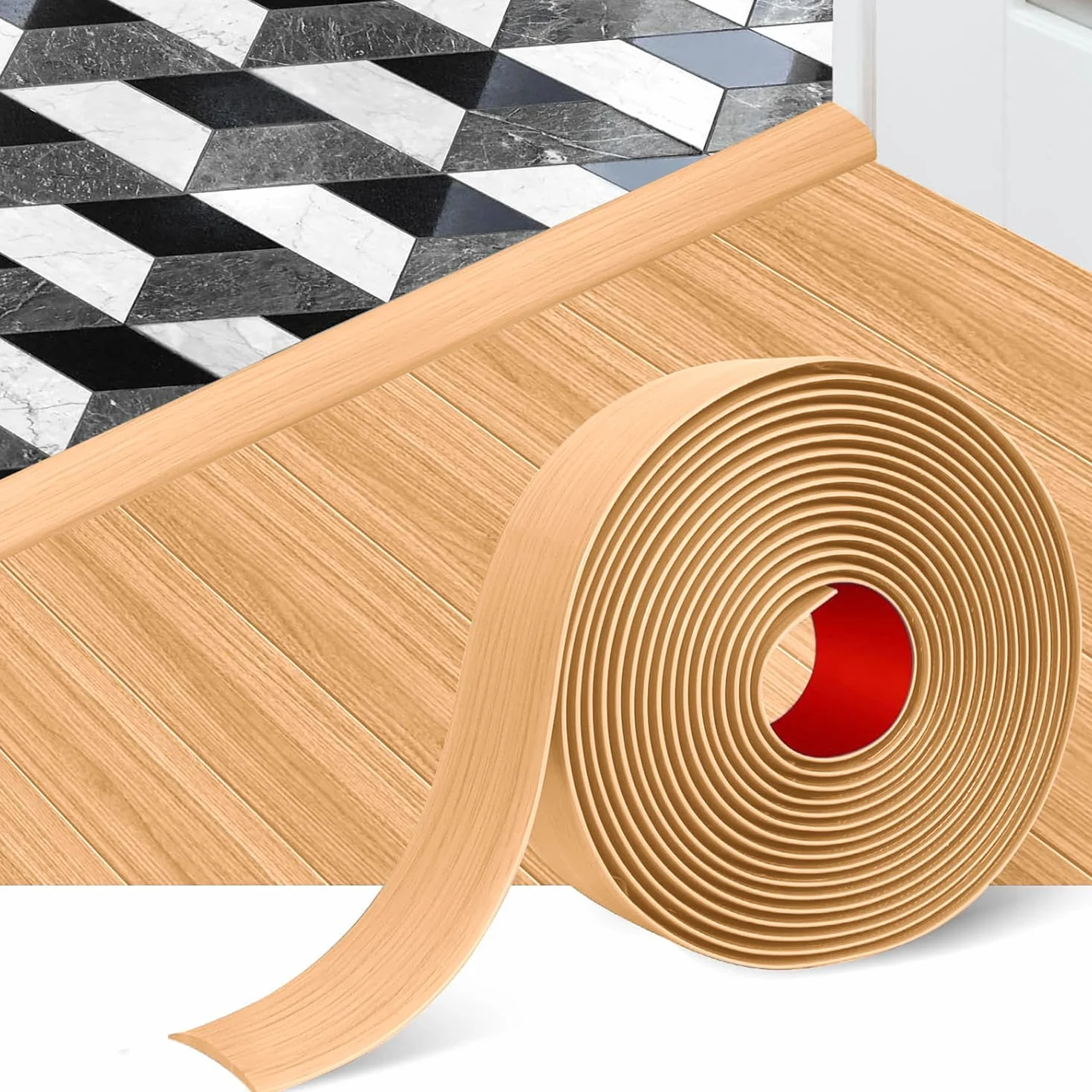 Listwa progowa do podłóg laminowanych, 5 cm listwa progowa z PVC, listwa progowa do drzwi do łączenia szczelin podłogowych (Dąb beżowy, 1.2 m)