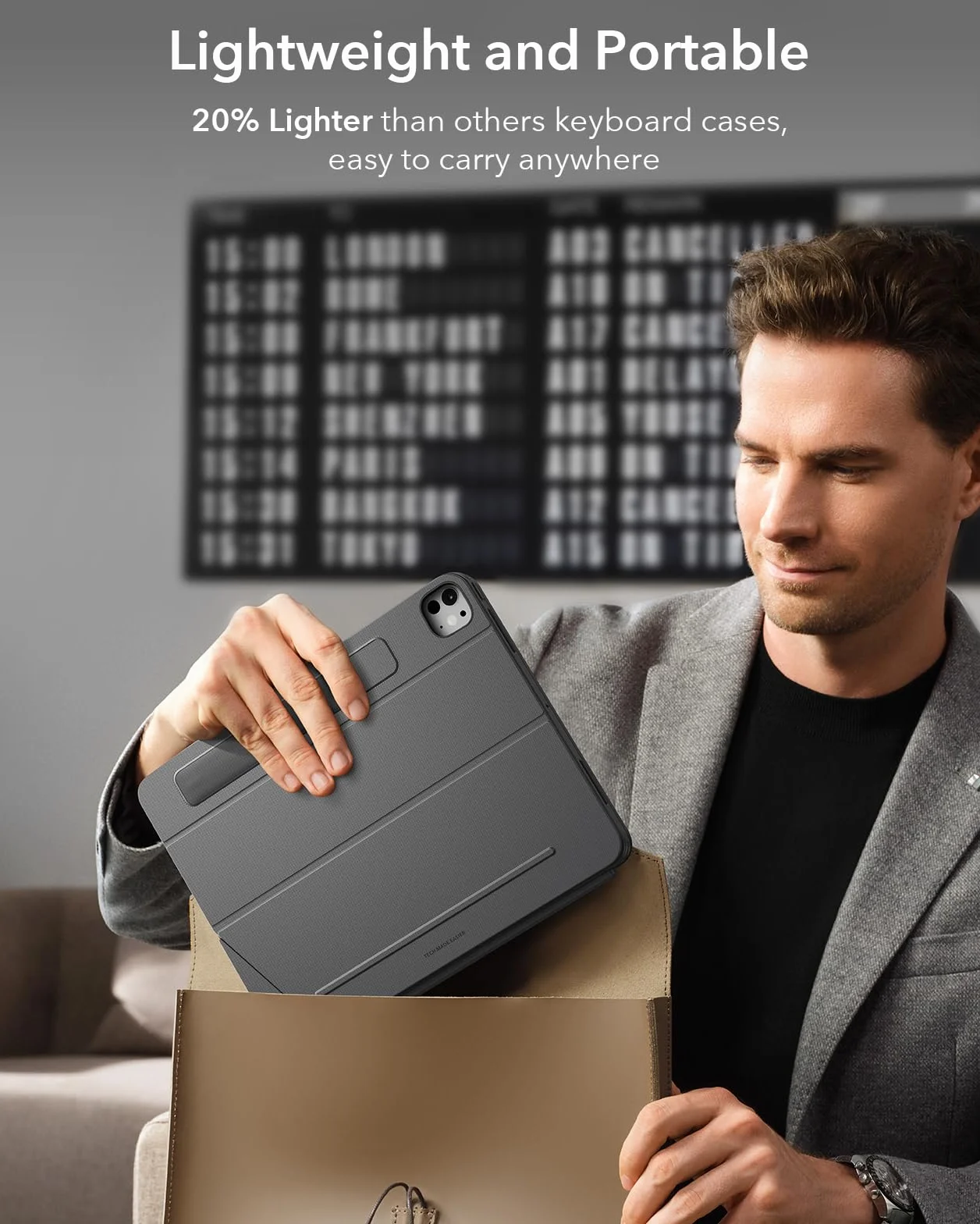 ESR Etui z klawiaturą do iPad Pro 11" M5 M4 2025 2024 magnetyczna zdejmowana klawiatura duży gładzik Click-Anywhere podświetlane klawisze seria Shift ciemnoszare