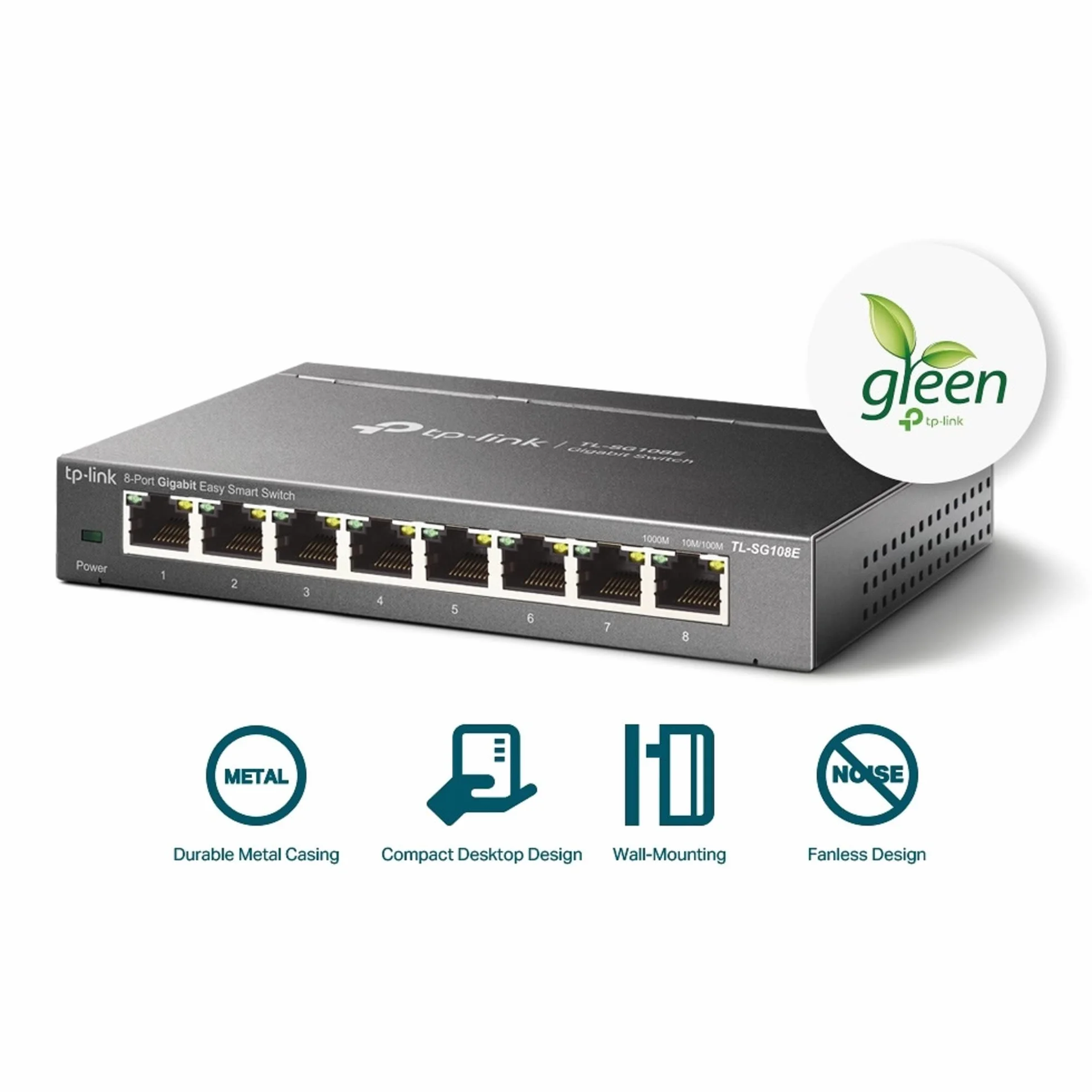 TP-Link TL-SG108E 8-portowy gigabitowy smart switch VLAN QoS IGMP metalowa obudowa