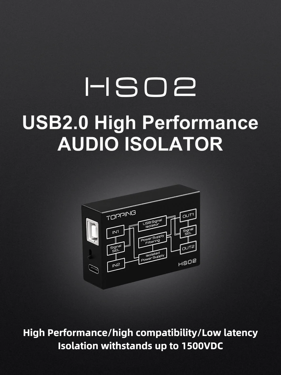 Topping HS02 USB 2.0 izolator audio PCM32bit 768kHz DSD512 Native