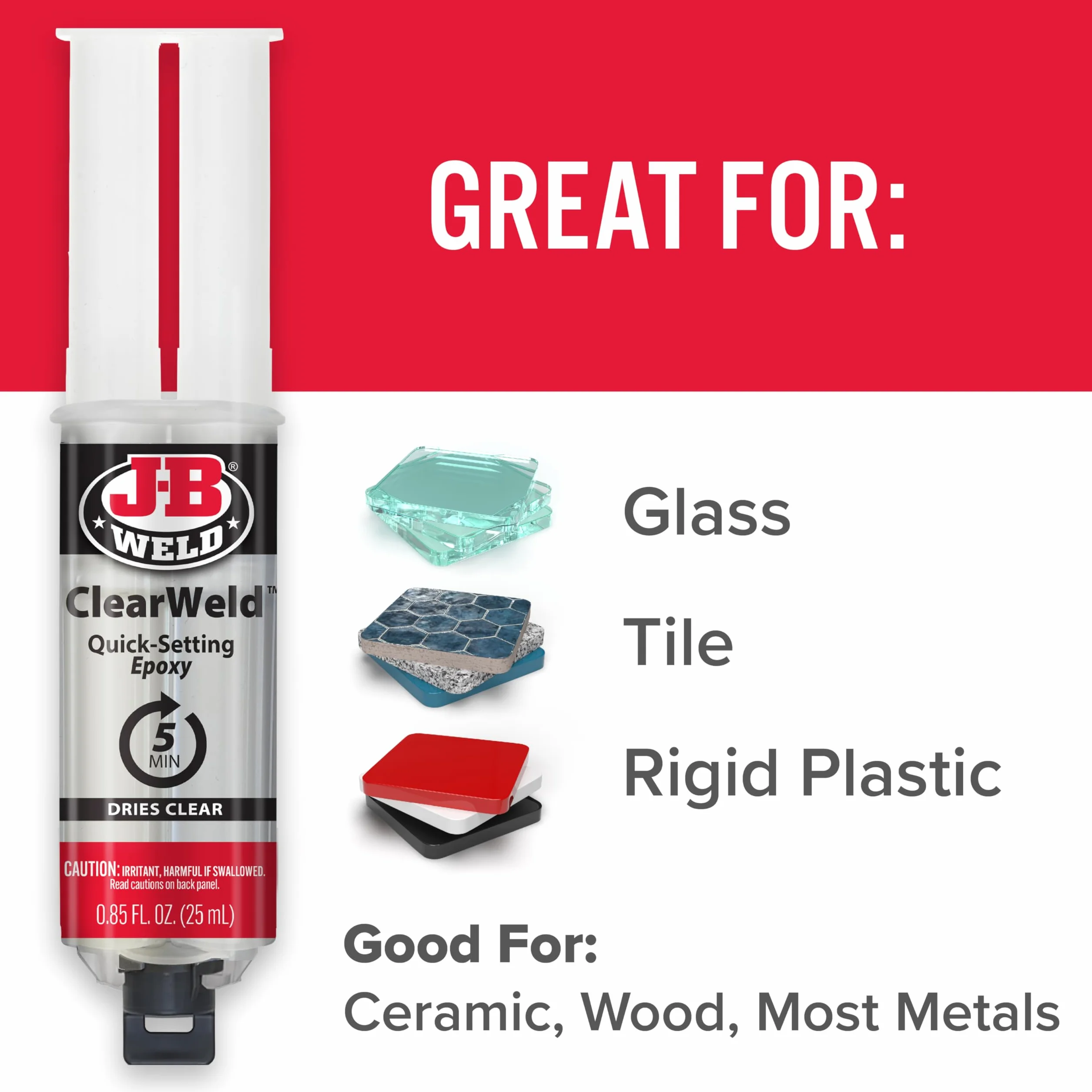 J-B Weld JB Weld 50112UK ClearWeld Szybkowiążący Epoksyd 25 ml, Przezroczysty, 25 ml Jasne 500ml