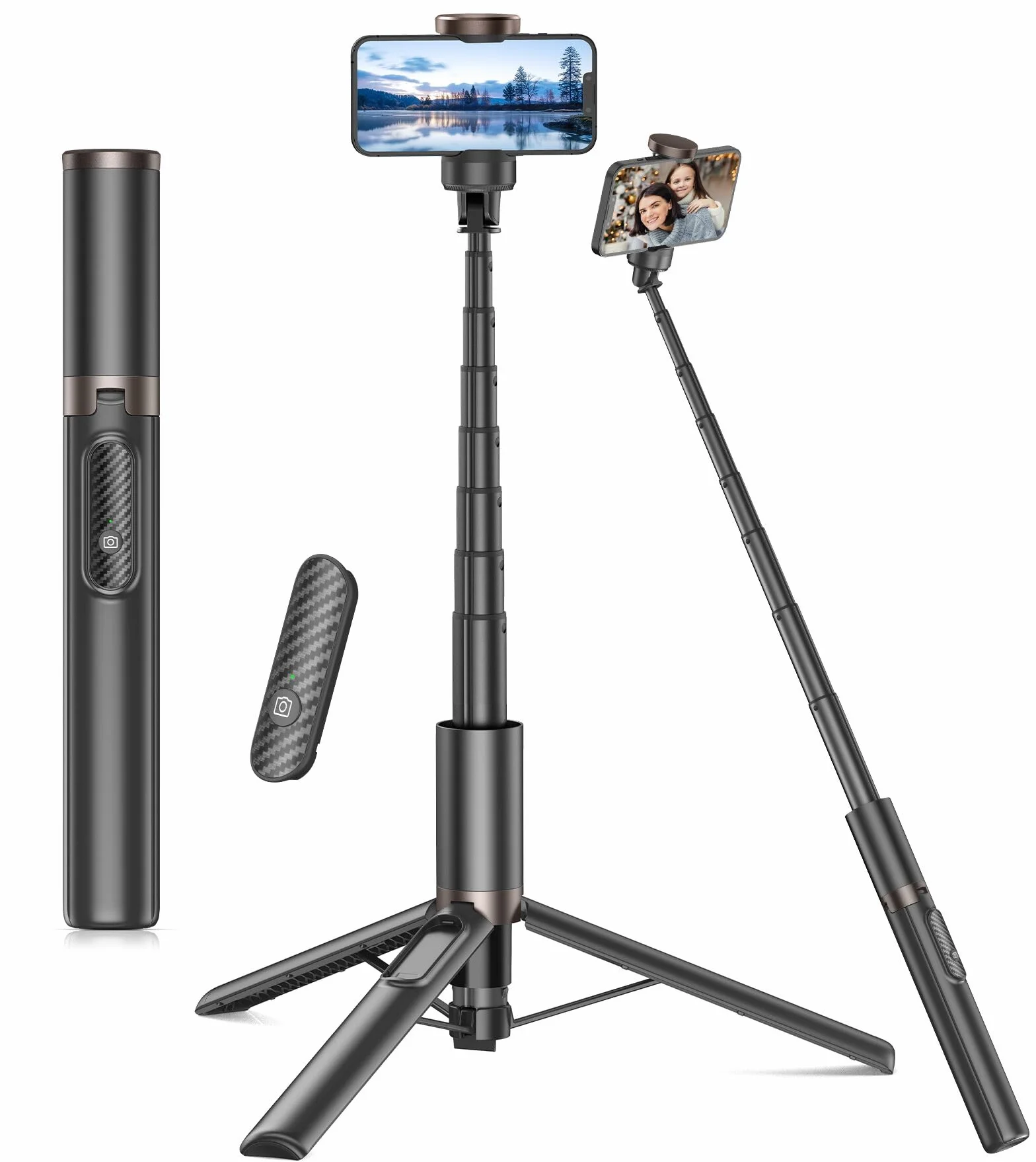 TONEOF Kijek do Selfie Statyw 153CM Obrotowy 360° Wysuwany Aluminiowy Pilot iPhone Android Złoty