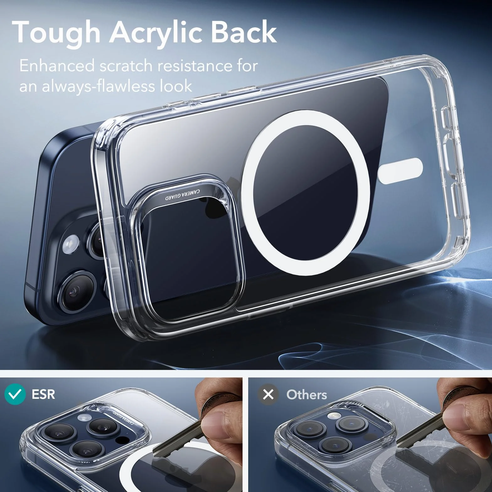 ESR Etui do iPhone 15 Pro MagSafe przezroczyste ochrona wojskowa