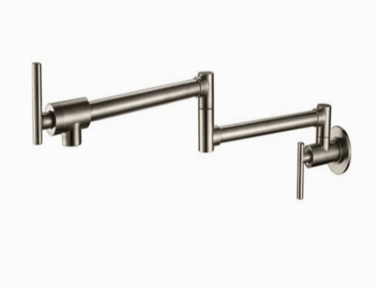 Wypełniacz do garnków do montażu na ścianie Chrome/szczotkowane nikiel/czarny naściennik napełniający garnek składany 2 uchwyty pojedynczy kran kuchenny(Brushed nickel)