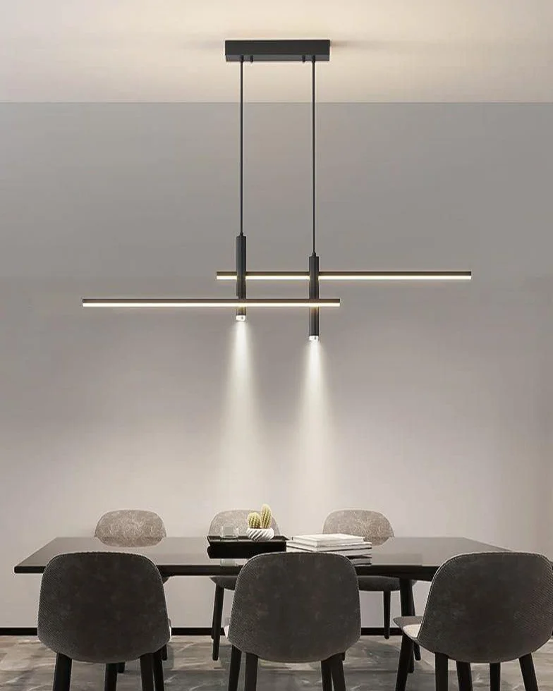 Nowoczesna lampa wisząca LED, aluminiowa, lampa wisząca, zdalne sterowanie, ściemniana, czarno-złota, z żyrandolem downlight, do salonu, sypialni, biura, jadalni, baru (czarna, dł. 90 cm)