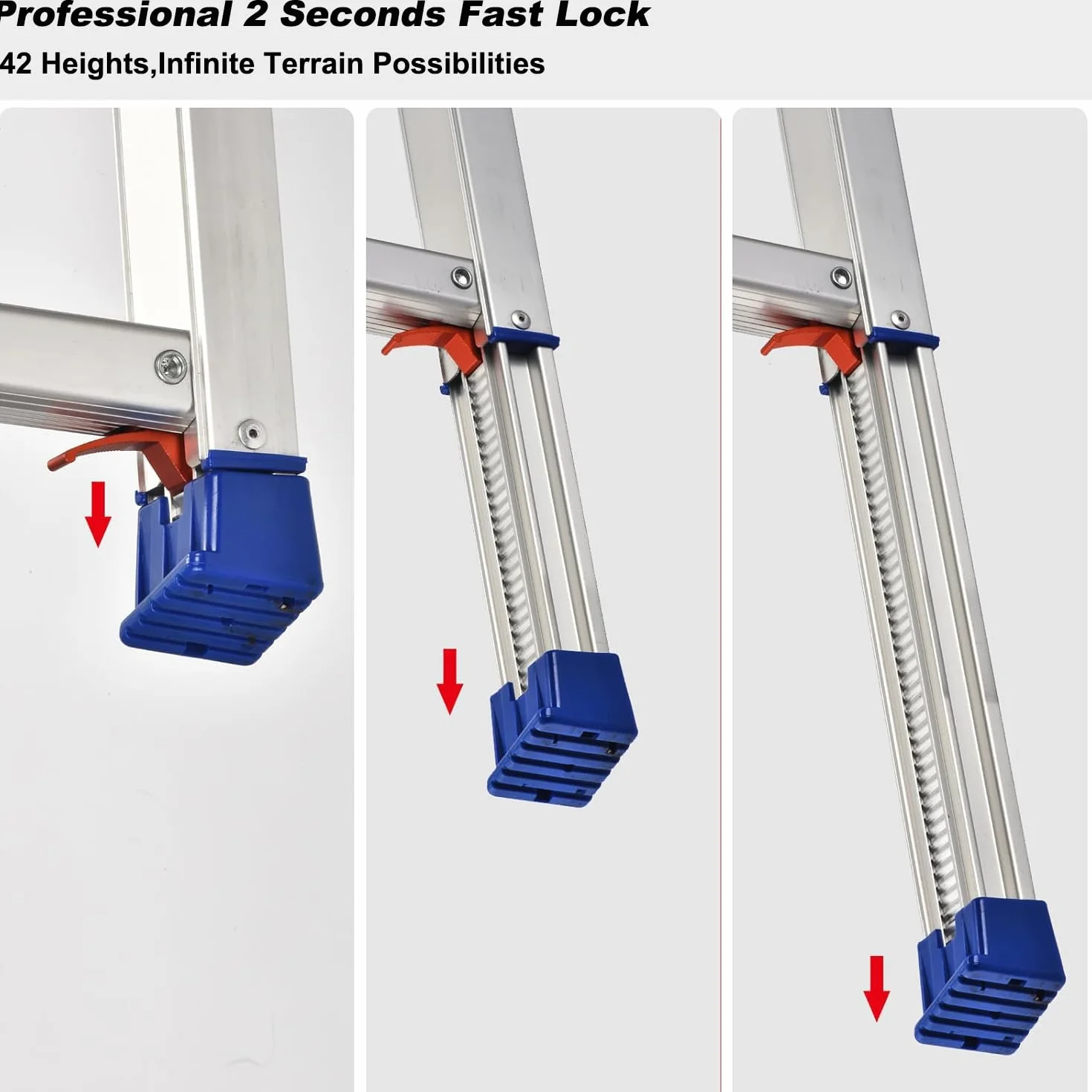 Platforma robocza 100 x 30 cm, 2-stopniowa platforma robocza składana, z antypoślizgową gumową matą, wszystkie nogi z regulacją wysokości od 65 do 90 cm, nośność 150 kg