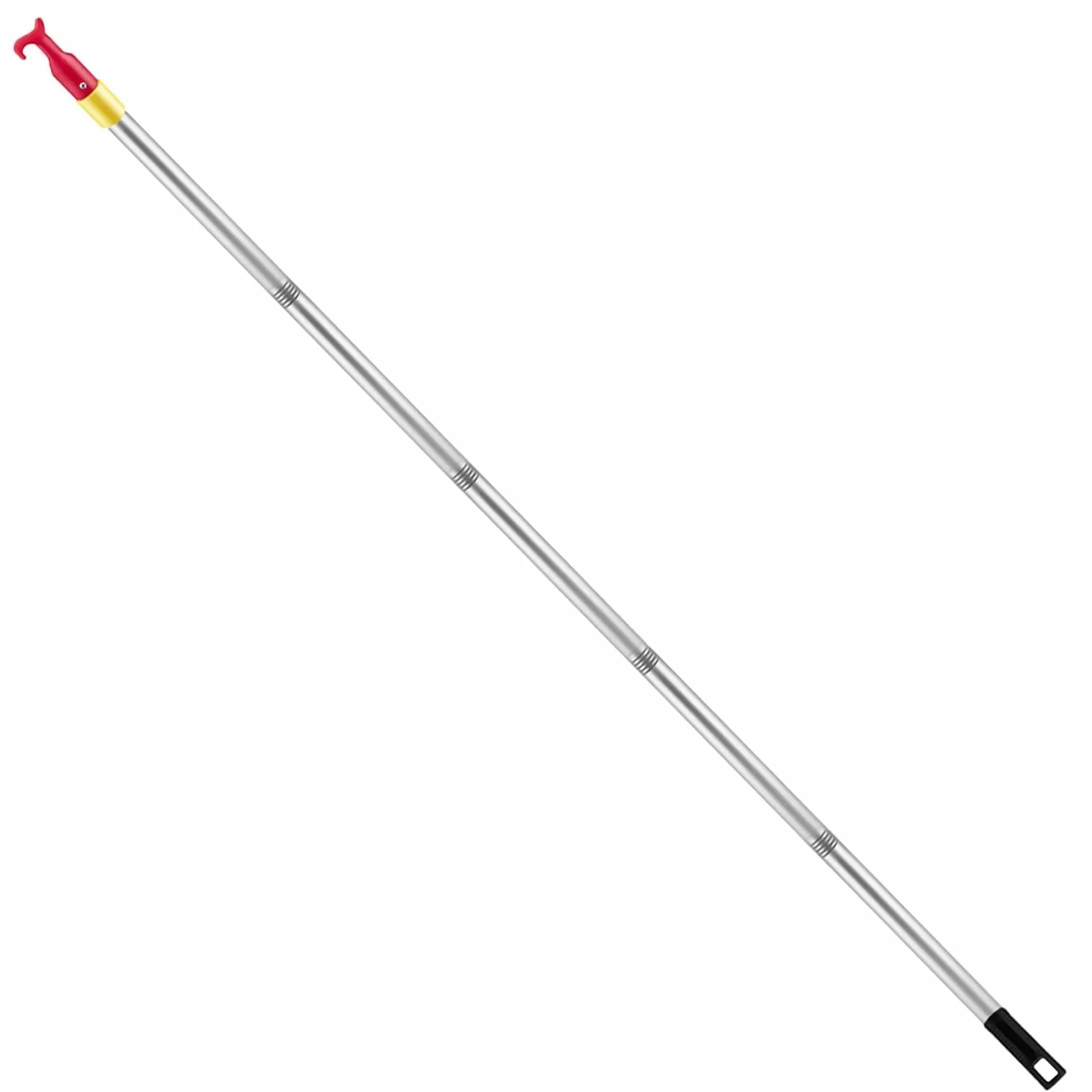 Teleskopowy Drążek 139 cm ze stali nierdzewnej z hakiem – Haczyk strychowy, Pręt strychowy z hakiem, Pręt do rolet dachowych, lekki składany uchwyt do schodów strychowych i trudno dostępnych miejsc