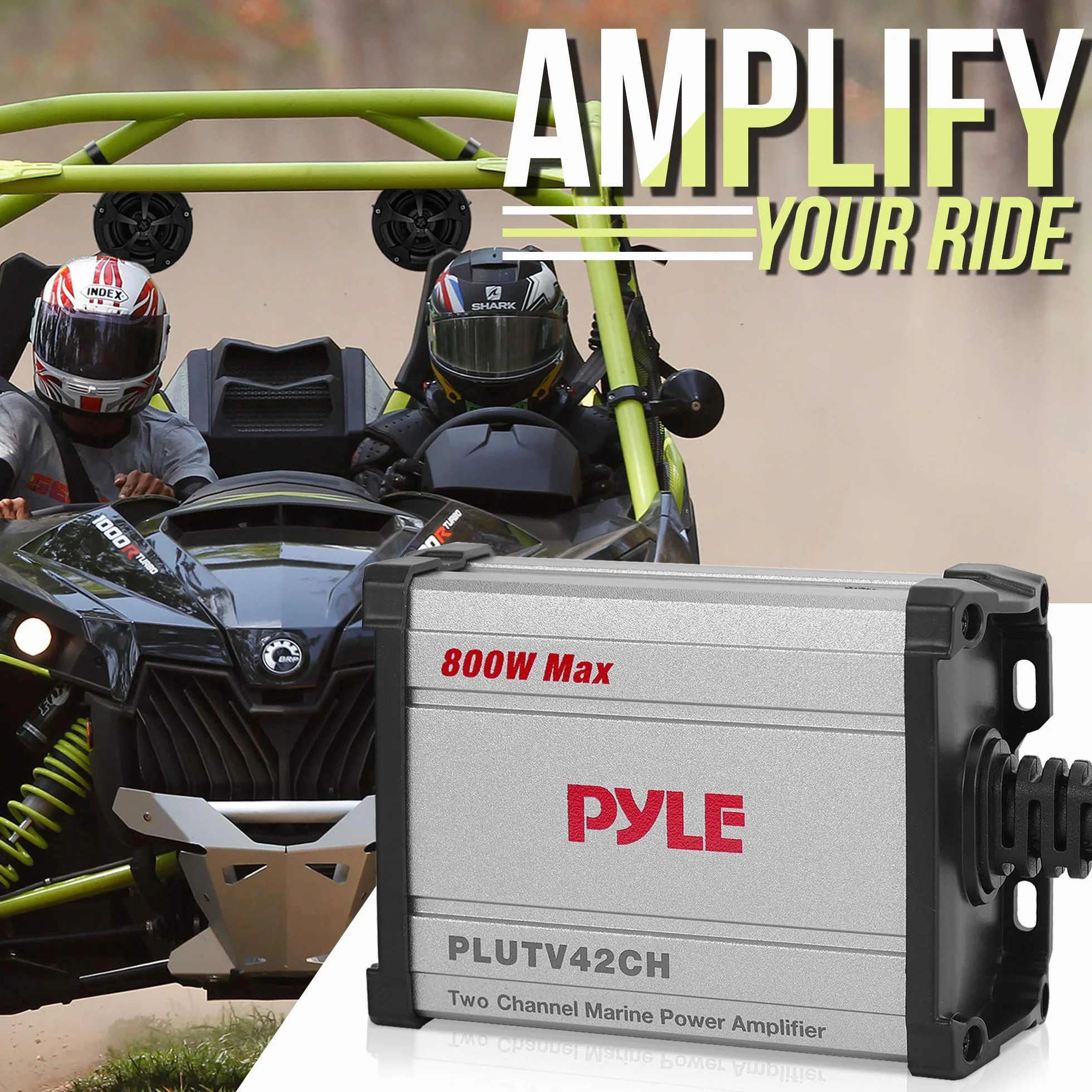 Pyle Głośniki morskie 800 W wodoodporny pełnozakresowy system stereo z kablem RCA AUX MP3 do ATV UTV łodzi