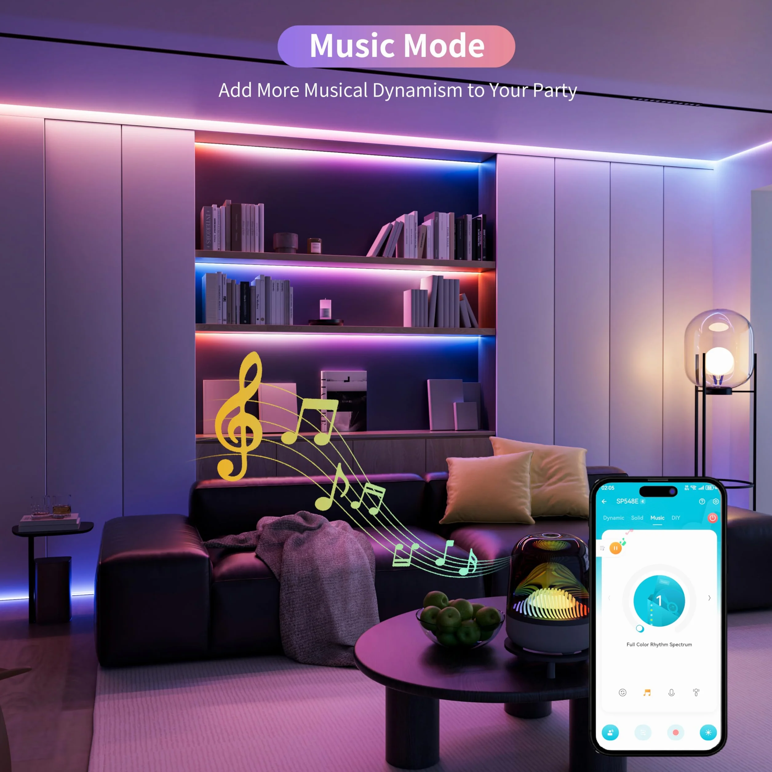 PAUTIX RGB Inteligentny zestaw taśm LED IC COB 5M, 24V Adresowy z zmieniającym kolor taśmą LED, elastyczny wielokolorowy z zasilaniem i kontrolerem WIFI z funkcją Alexa do oświetlenia DIY