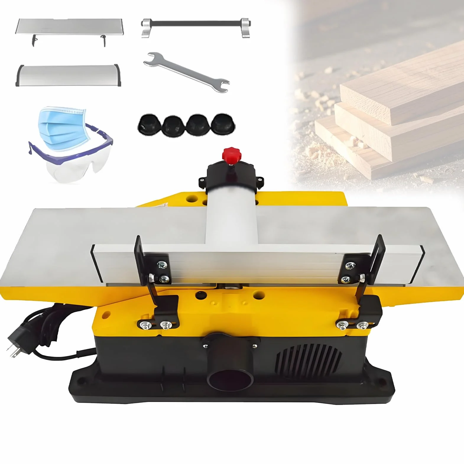 Elektryczna Strugarka StołOwa Do Drewna, Strugarka StołOwa 1800 W, 12000 Obr./Min, Regulowana GłęBokość CięCia 0-3 Mm, Do CięCia Drewna Planer