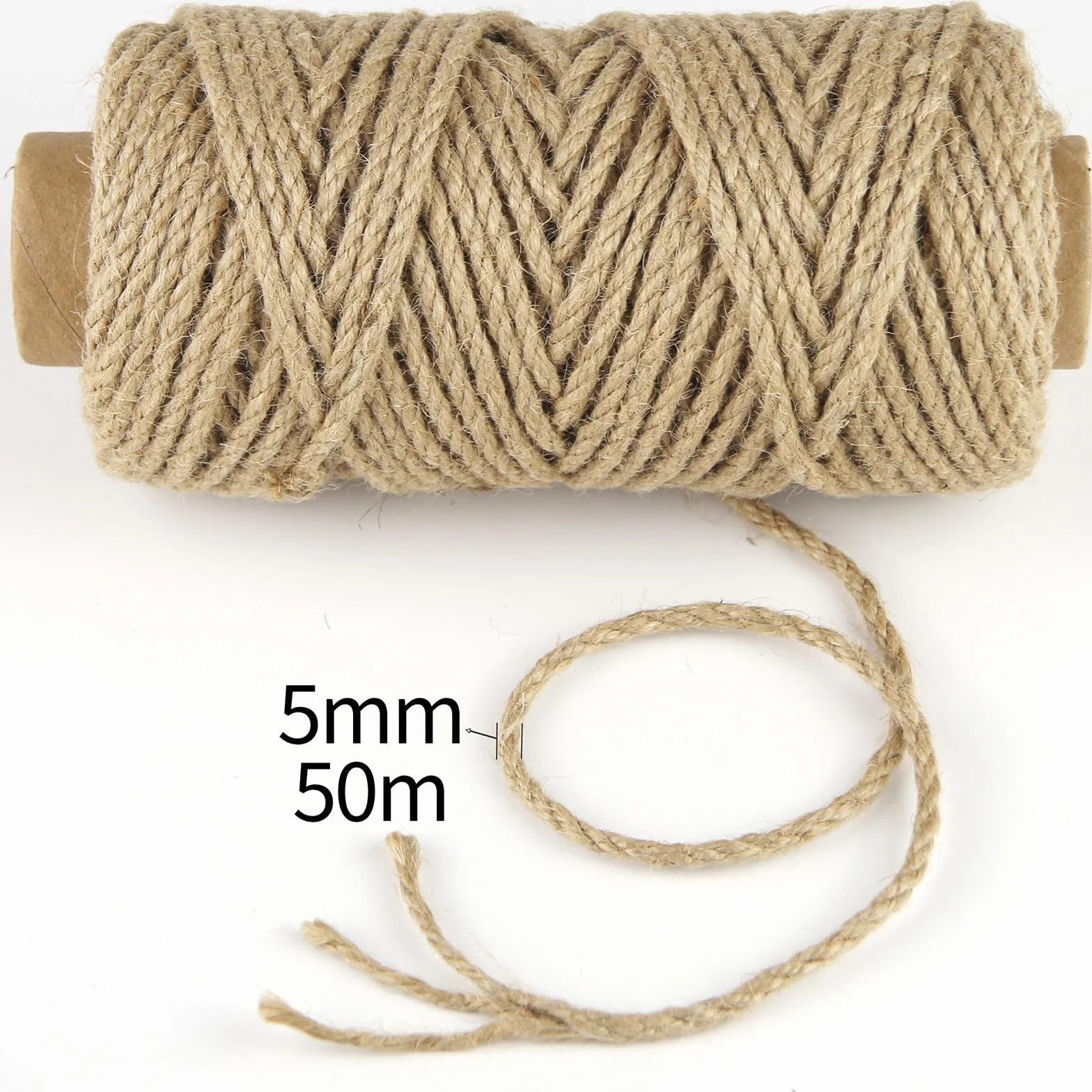 Naturalny sznurek konopny nerd, 5 mm, 50 m, sznurek jutowy, do roślin rzemieślniczych, ogrodu, ręcznie robionych dzieł sztuki, dekoracja, opakowanie i dekoracja domu, taśma jutowa do samodzielnego