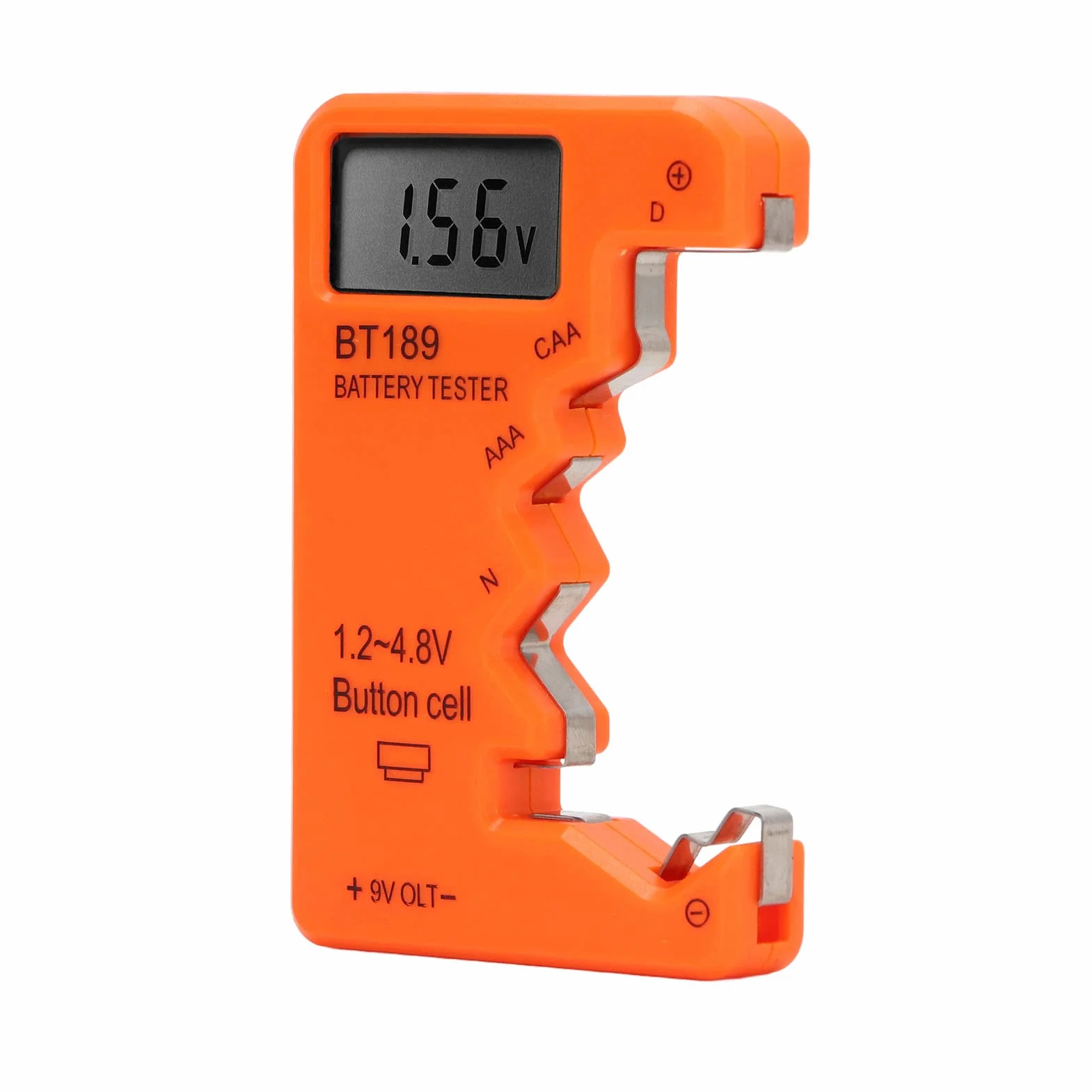 Tester Baterii Kontroler, Wyświetlacz LCD Cyfrowy Wyświetlacz Tester Baterii dla AA AAA 6F22 9V 1.5V (Pomarańczowy)