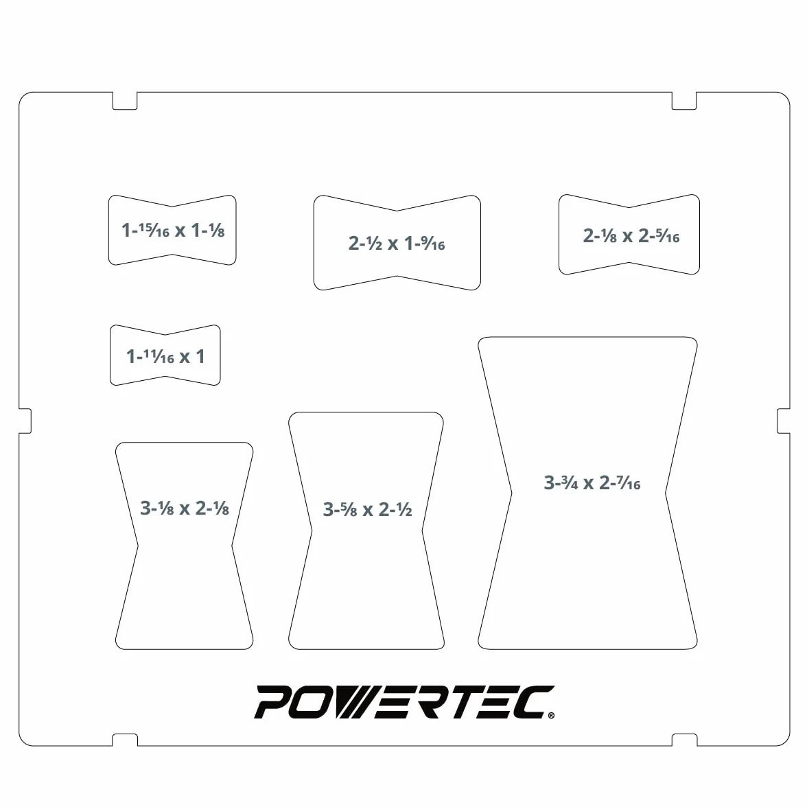 POWERTEC 71356 przezroczysty akrylowy motyl muszka szablon do obróbki drewna, dekoracyjne szablony do frezowania drewna, zestaw do precyzyjnych cięć (szablon 7 w 1)
