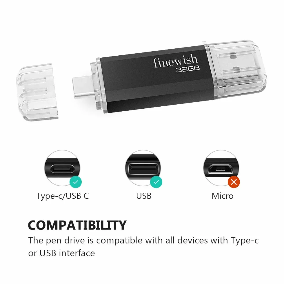HAODIUSB88 USB Typu C 32 GB 2 w 1 OTG Pamięć Przenośna Czarny