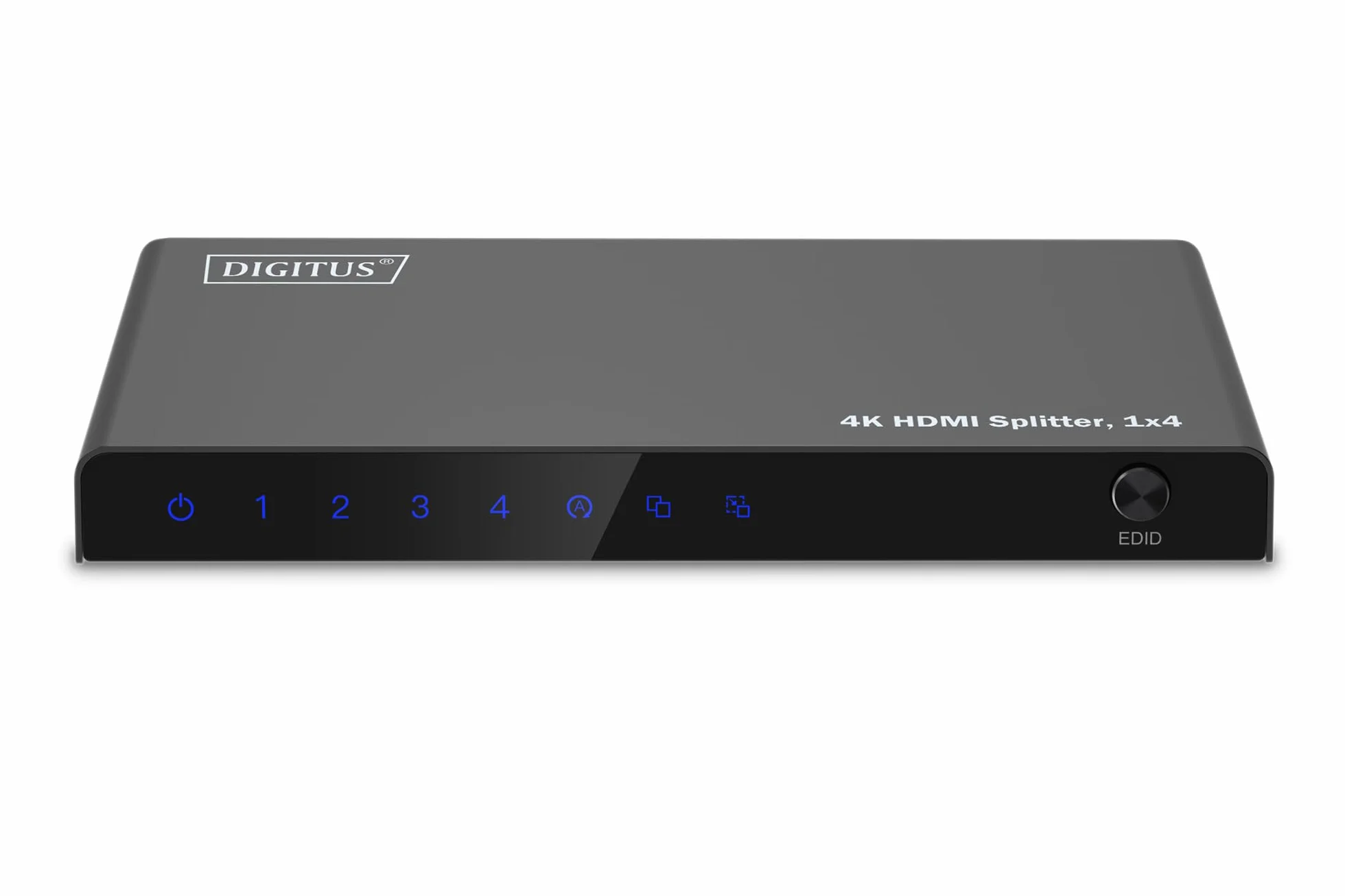 DIGITUS DS-55337 Rozdzielacz HDMI 1x4 - Wejście: 1-port/Wyjście: 4-port - UHD 4K/60 Hz HDTV: 3840 x 2160p - HDCP 2.2 - HDR, Deep Colour, przełącznik EDID, DTS, Dolby Digital, LPCM
