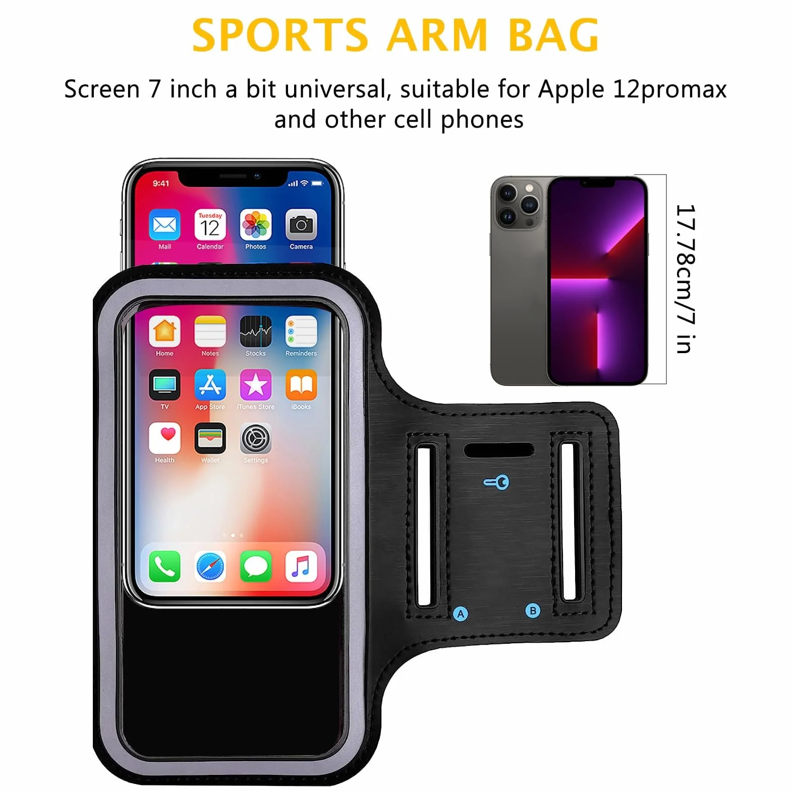 Opaska na ramię, uchwyt na telefon komórkowy, do iPhone 14 Pro Max/Galaxy S10/S10e/S9