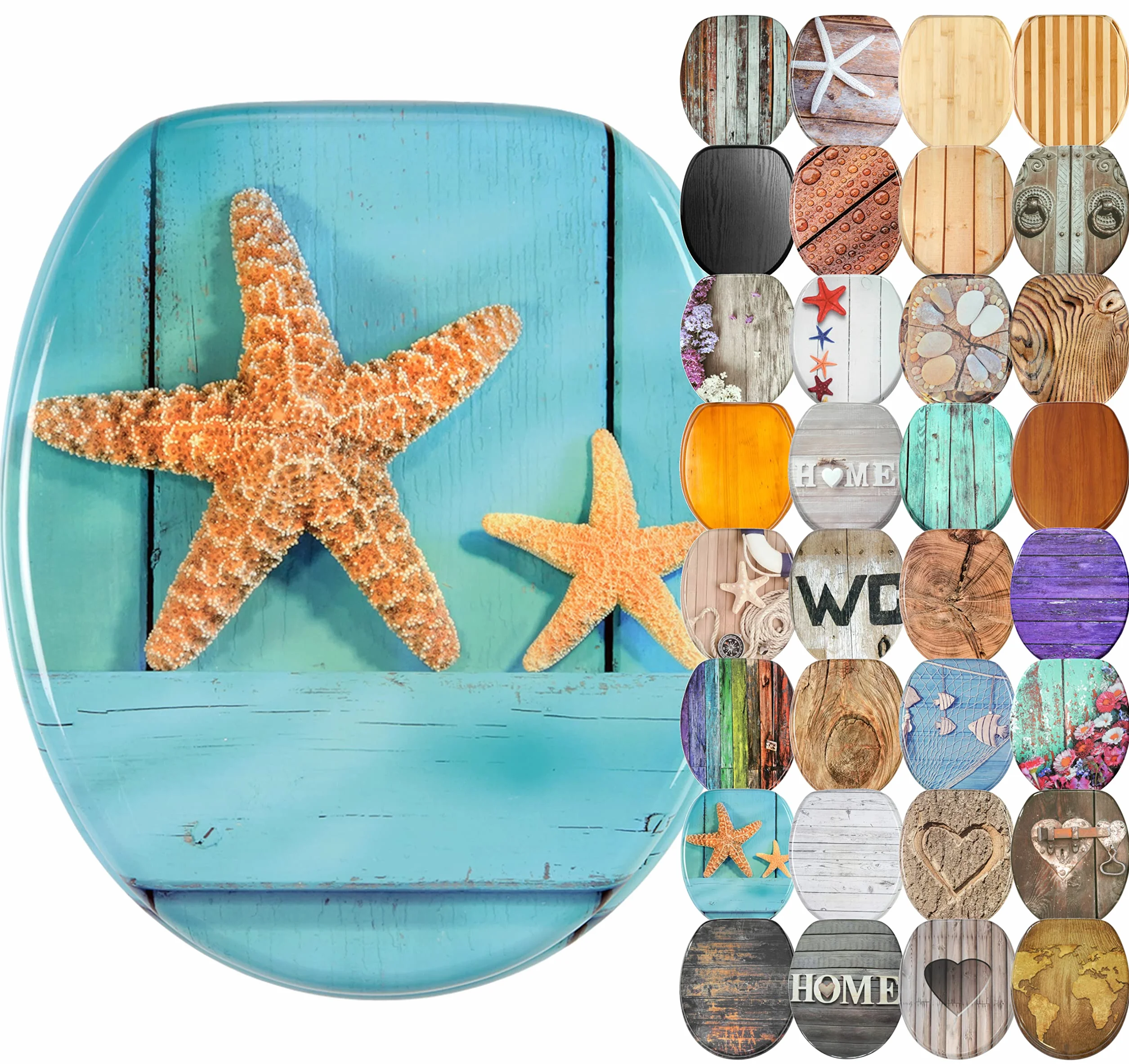Deska sedesowa wolnoopadająca, wiele pięknych drewnianych desek sedesowych do wyboru, wysoka jakość i stabilna jakość (Starfish)