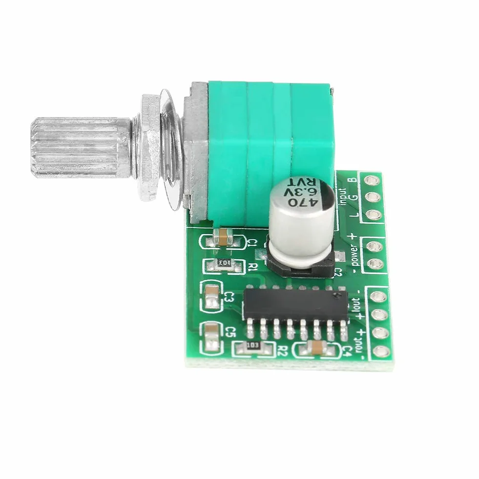 PAM8403 Mini Płytka Wzmacniacza Audio, Moduł Wzmacniacza Mocy 3W+3W z Potencjometrem, Zestaw 4 Sztuki