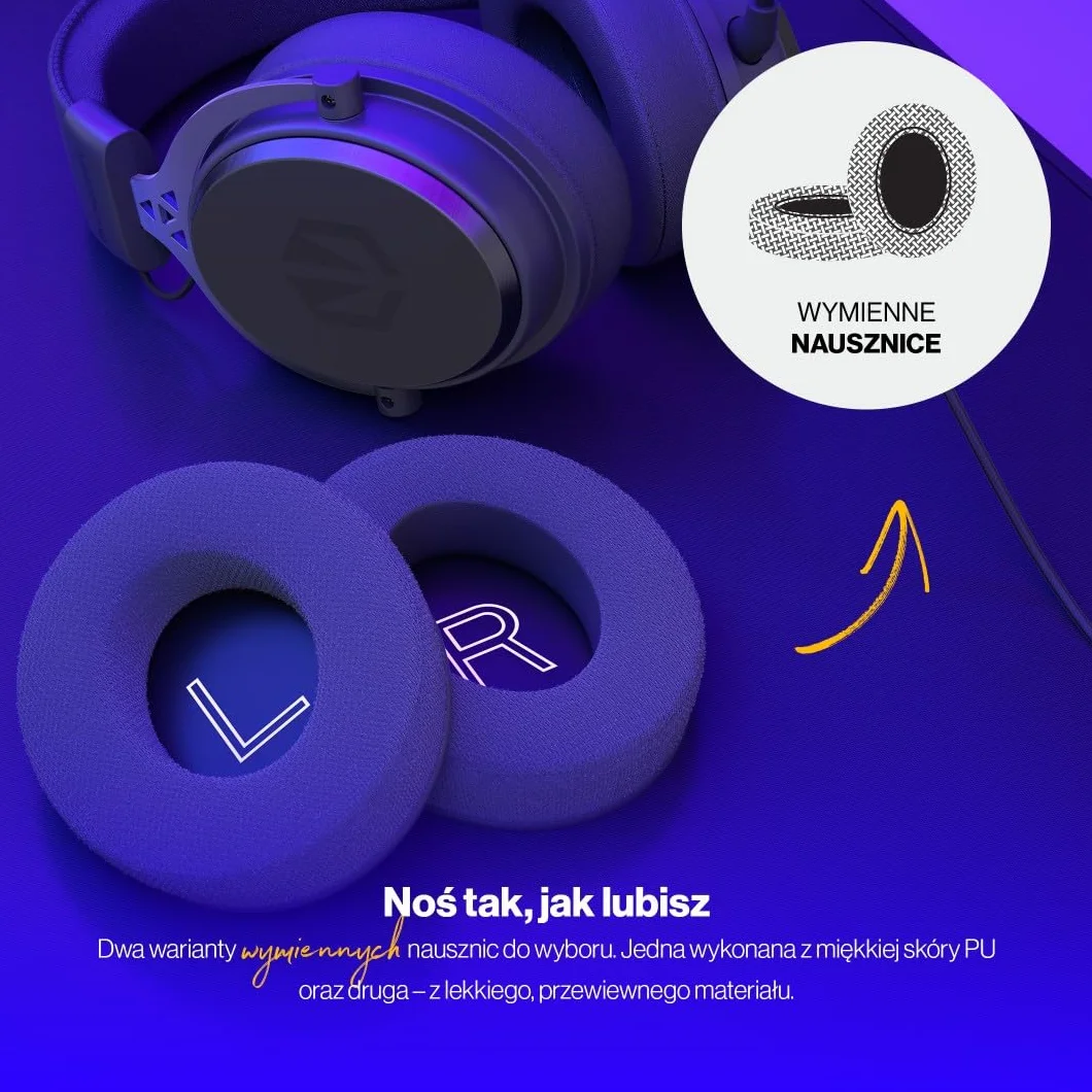 ENDORFY Viro Plus USB słuchawki gamingowe 7.1 53 mm odpinany mikrofon pop filtr karta dźwiękowa USB memory foam