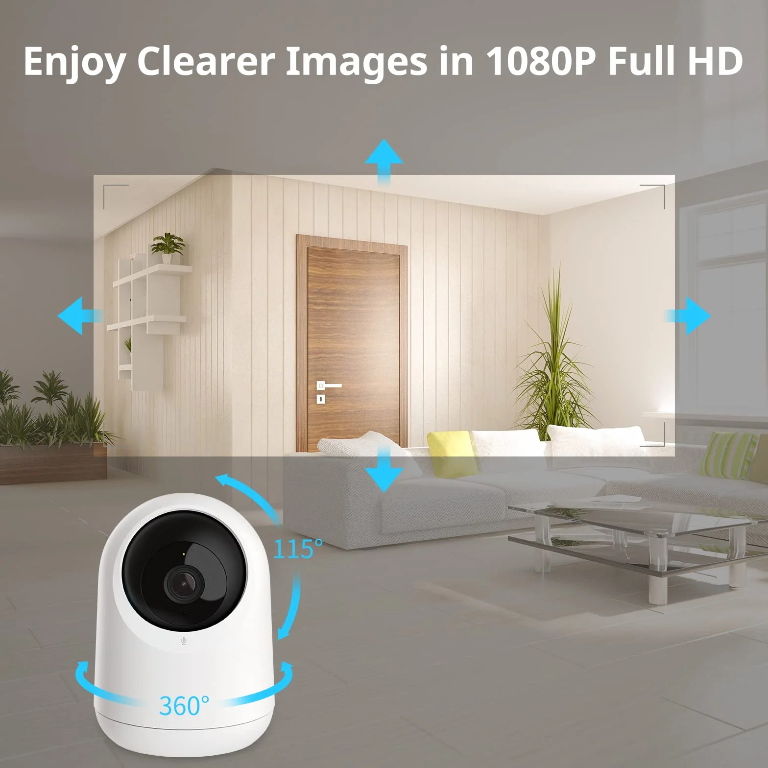 SwitchBot Kamera do monitoringu wewnątrz, kamera WLAN z osłoną pola widzenia 360°/115°, wykrywanie osób, śledzenie ruchu, 2-drożne audio, widoczność w nocy na podczerwień, kompatybilna z Alexa, tylko