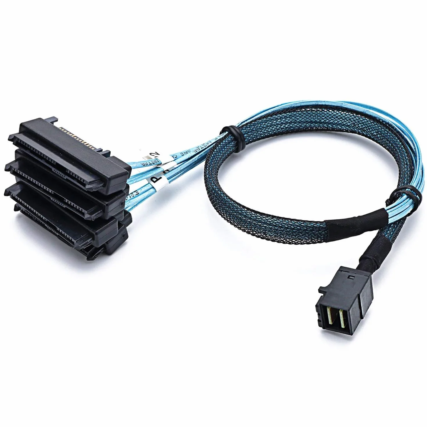 P82CS Mini SAS SFF-8643 na 4 x SFF-8482 & 4x SATA 15-pinowy rozdzielacz kabel zasilania dysk twardy