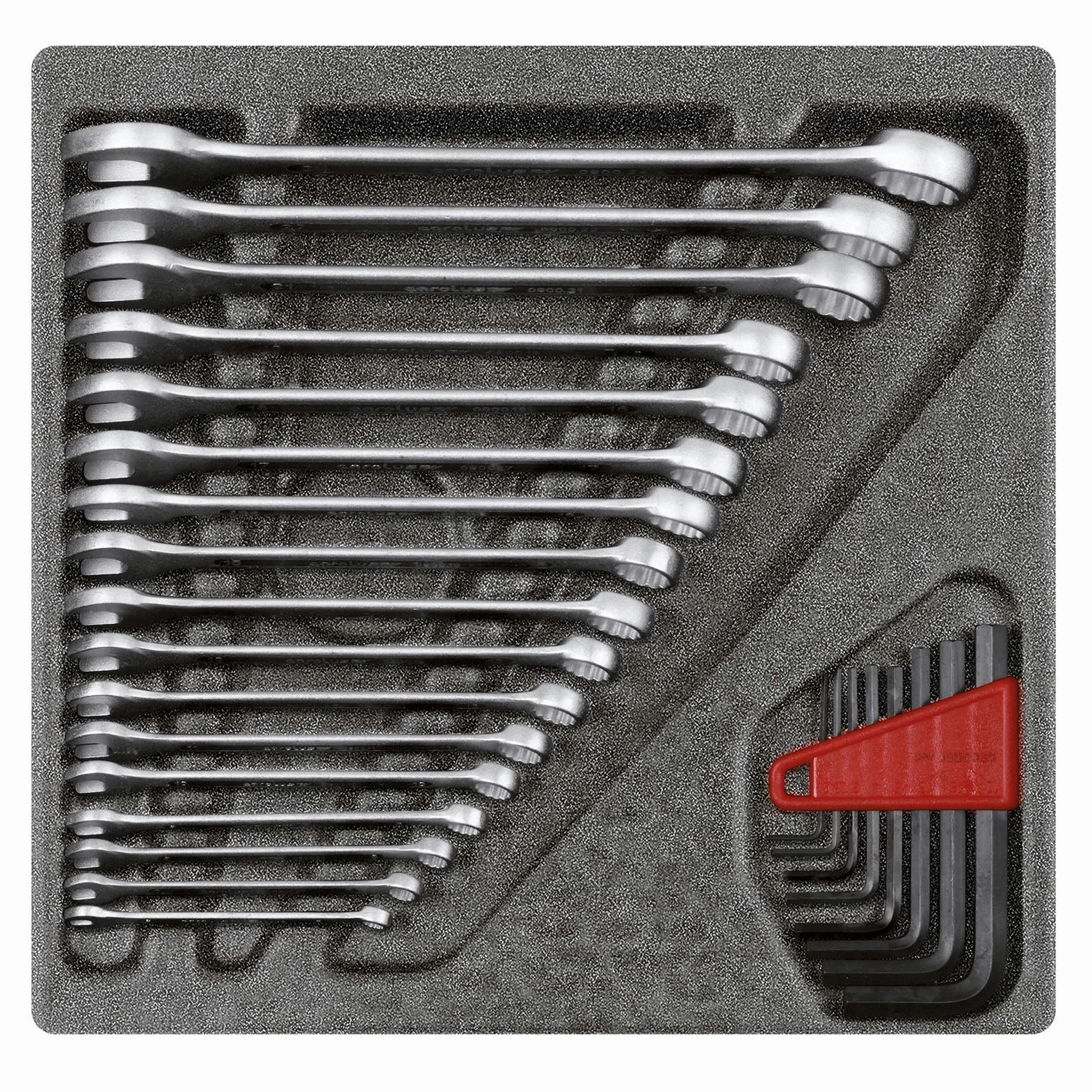 GEDORE red Zestaw kluczy płasko-oczkowych i kątowych w module piankowym 2/3, 26-częściowy