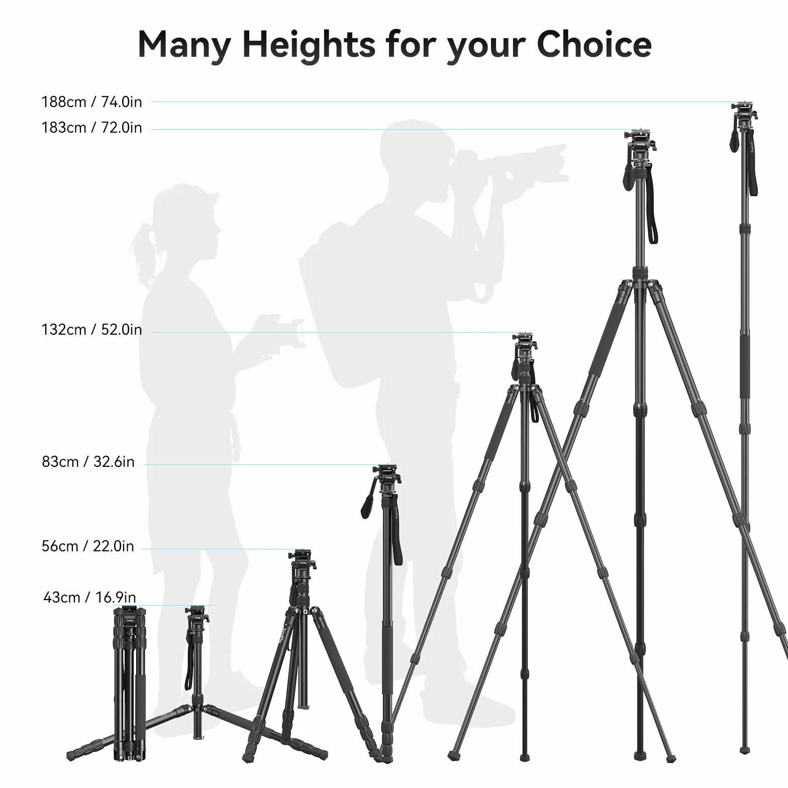 SMALLRIG 3760B Statyw aluminiowy 183 cm 3 kg do wideo transmisji na żywo vlogowania