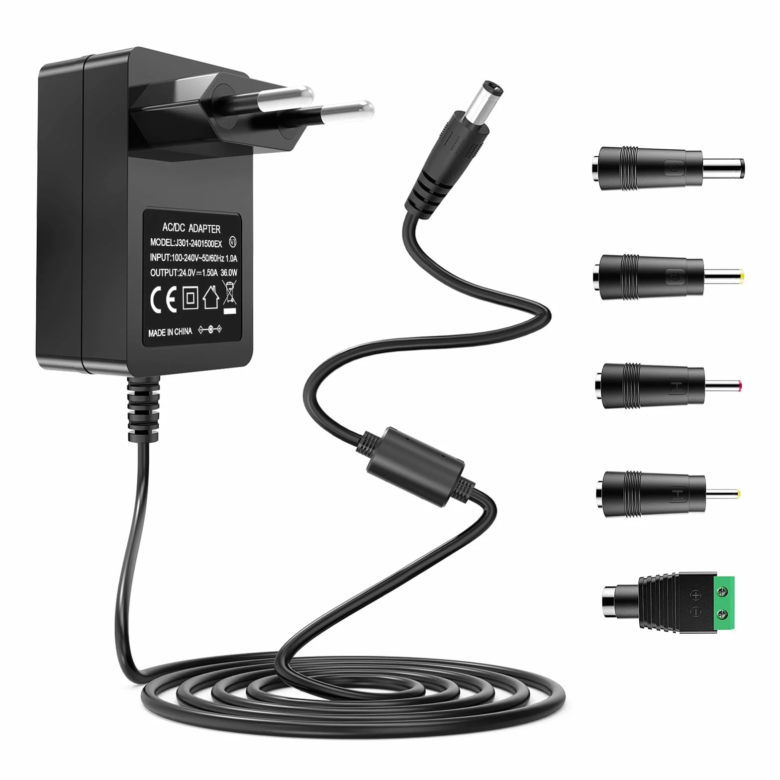 Zasilacz sieciowy 24 V, 1,5 A, 100~240 V, DC 24 V, 1,5 A, 24 VDC, 1500 mA, 1000 mA, 800 mA, 600 mA, 400 mA, 200 mA, adapter do taśm LED, kamer monitoringowych