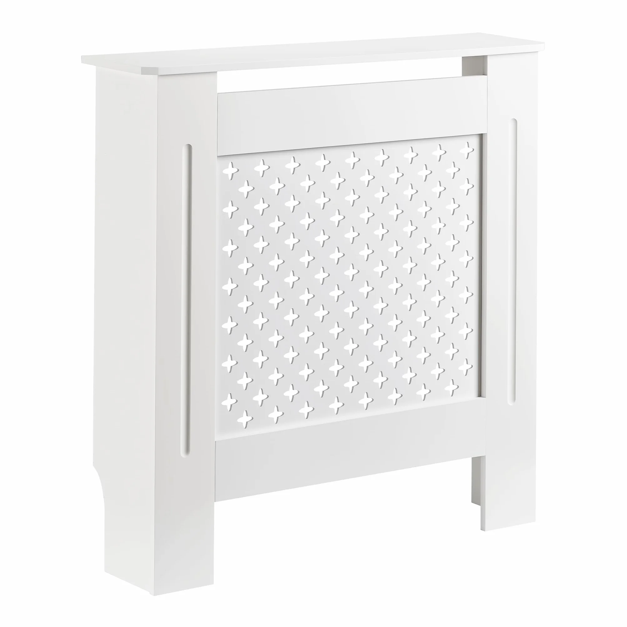 Osłona na kaloryfer biała 78 x 19 x 82 cm, maskownica na grzejnik z płyty MDF, drewniana obudowa kaloryfera, elegancka zabudowa grzejnika