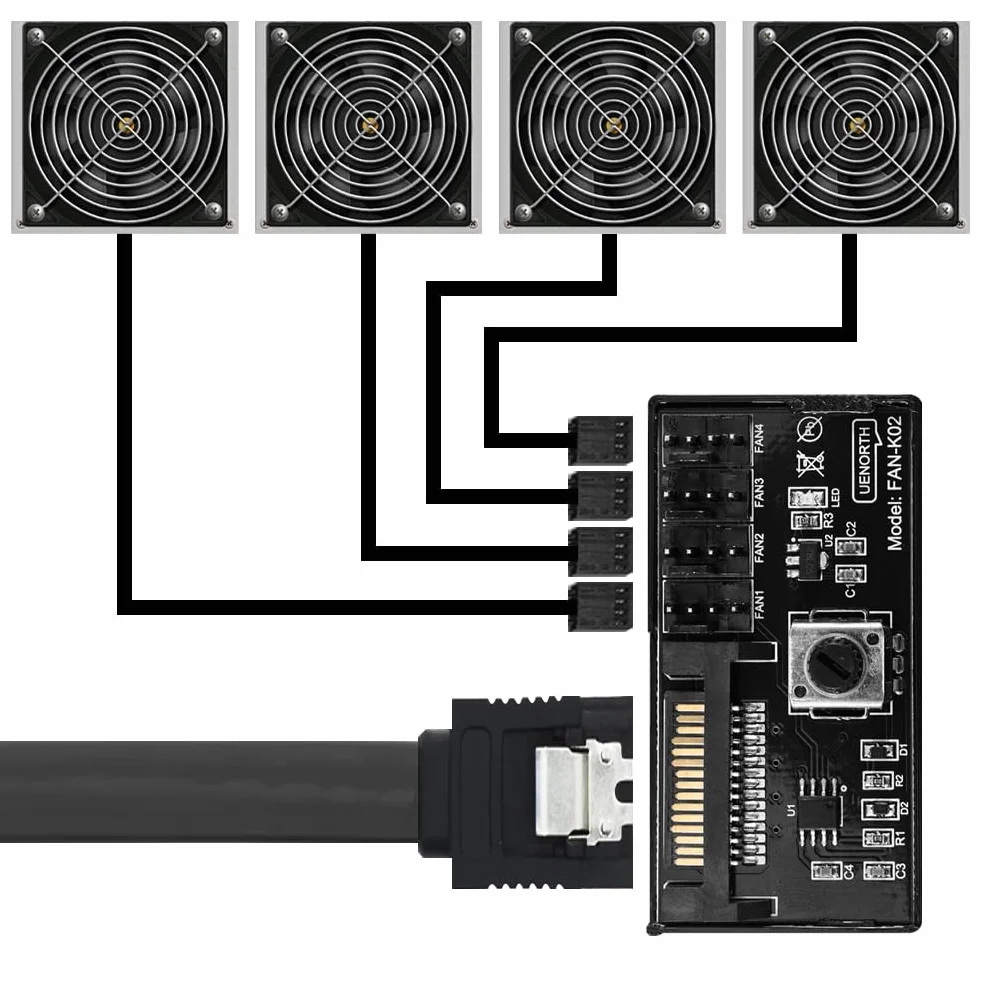 Joycabin regulator prędkości wentylatora 4-pinowy PWM 12 V SATA