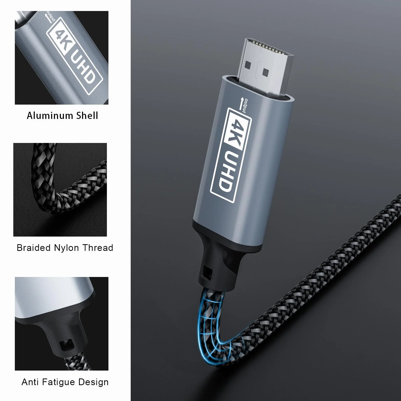 DisplayPort auf HDMI Kabel 4K 3M Nylon Geflochten Unidirektional DP zu HDMI