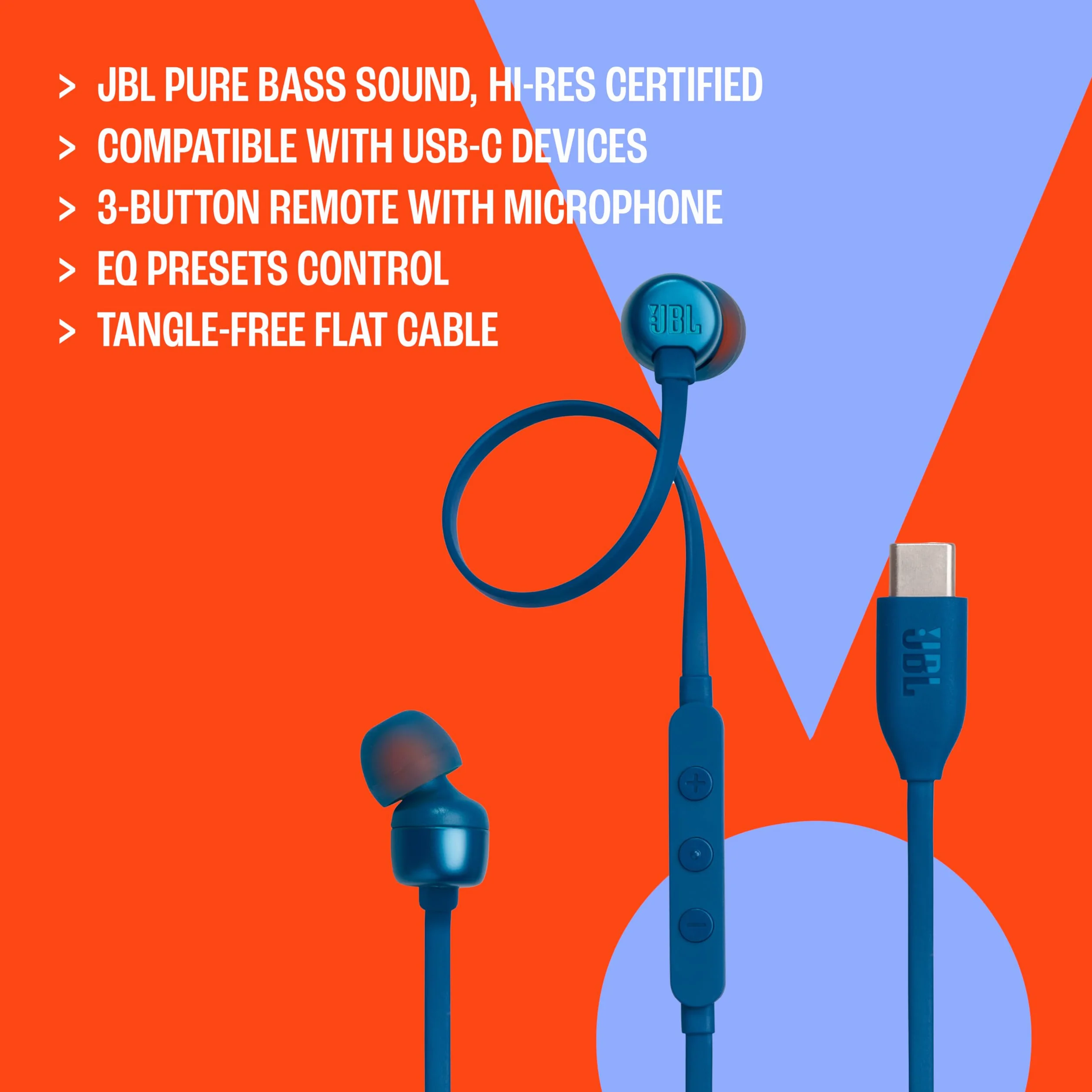 JBL Tune 310 C Przewodowe Słuchawki Douszne Hi-Res z Mikrofonem, Czarny