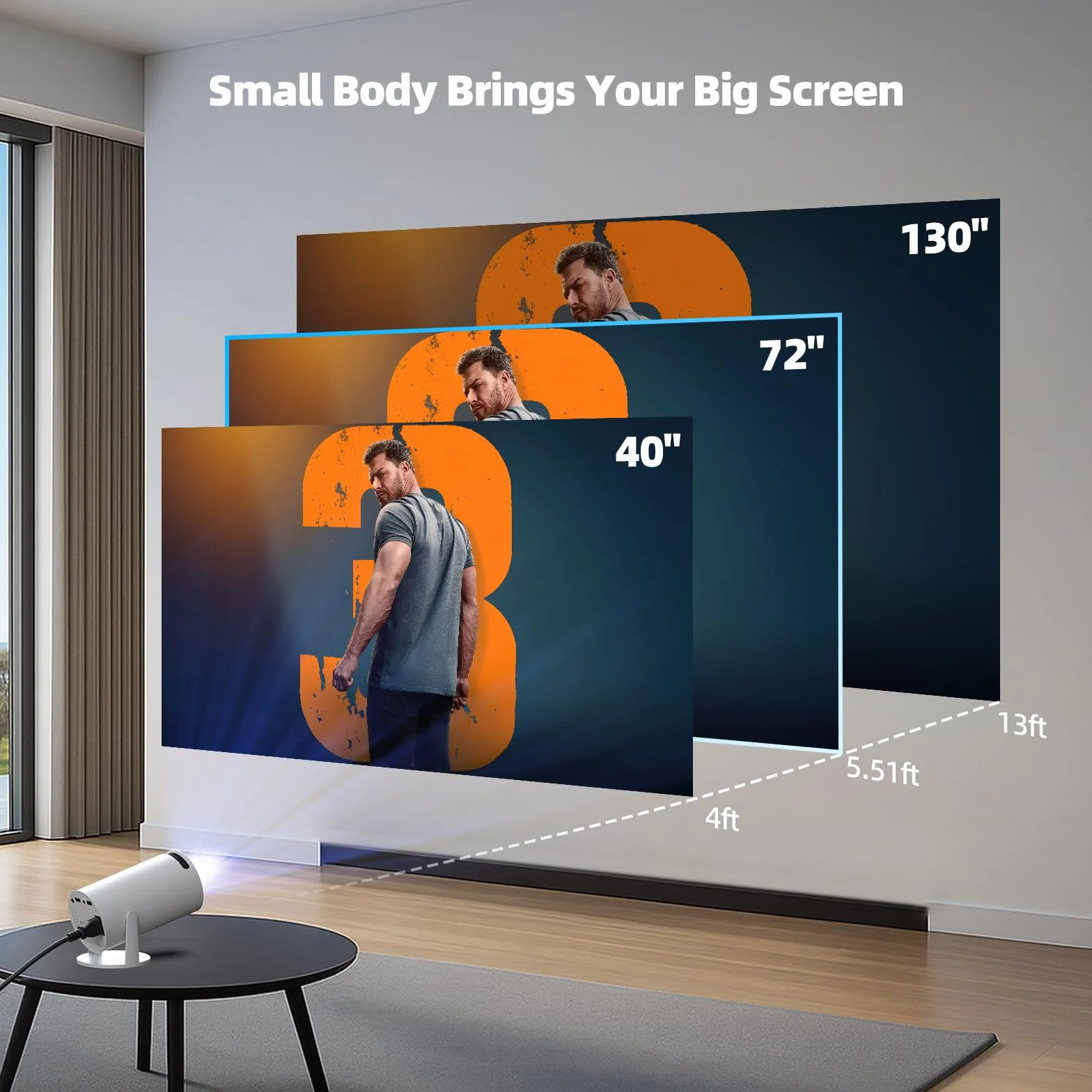 Mini projektor 4K WiFi 6 BT 5.0 Android 11 automatyczny Keystone 220° przenośny HDMI USB